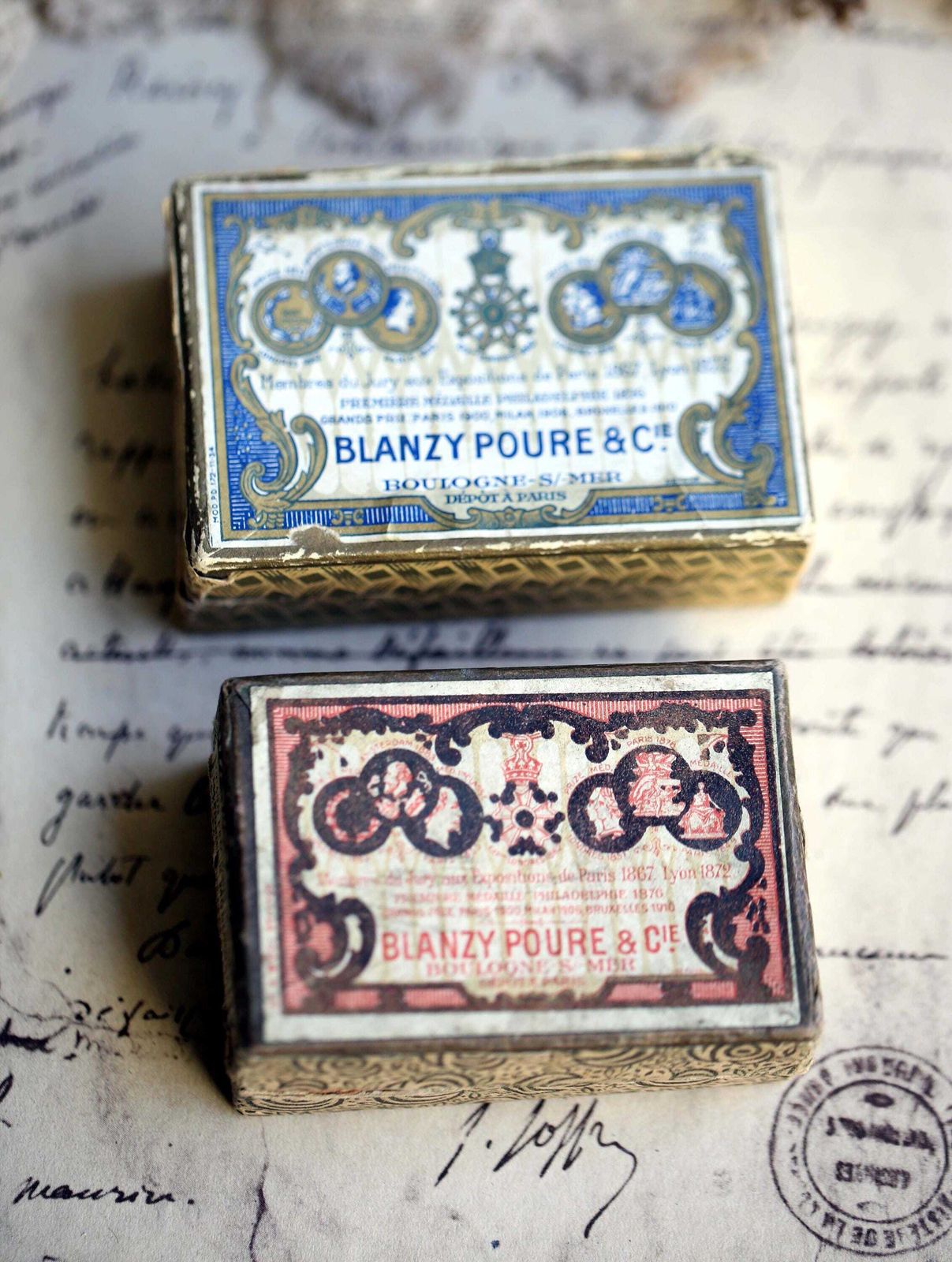 2 Boxes Of Antique French Ink Pen Nibs Advertising Box Blanzy Poure & Cie photo Home Decor