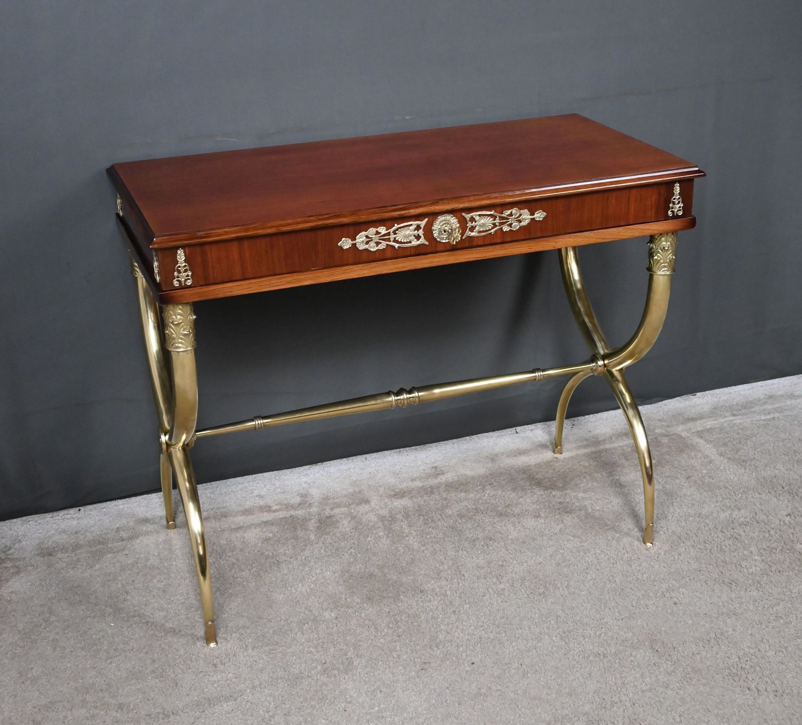 Mahogany Veneer Console Table, Empire Style – First Half Of The 20th Century photo Furniture
