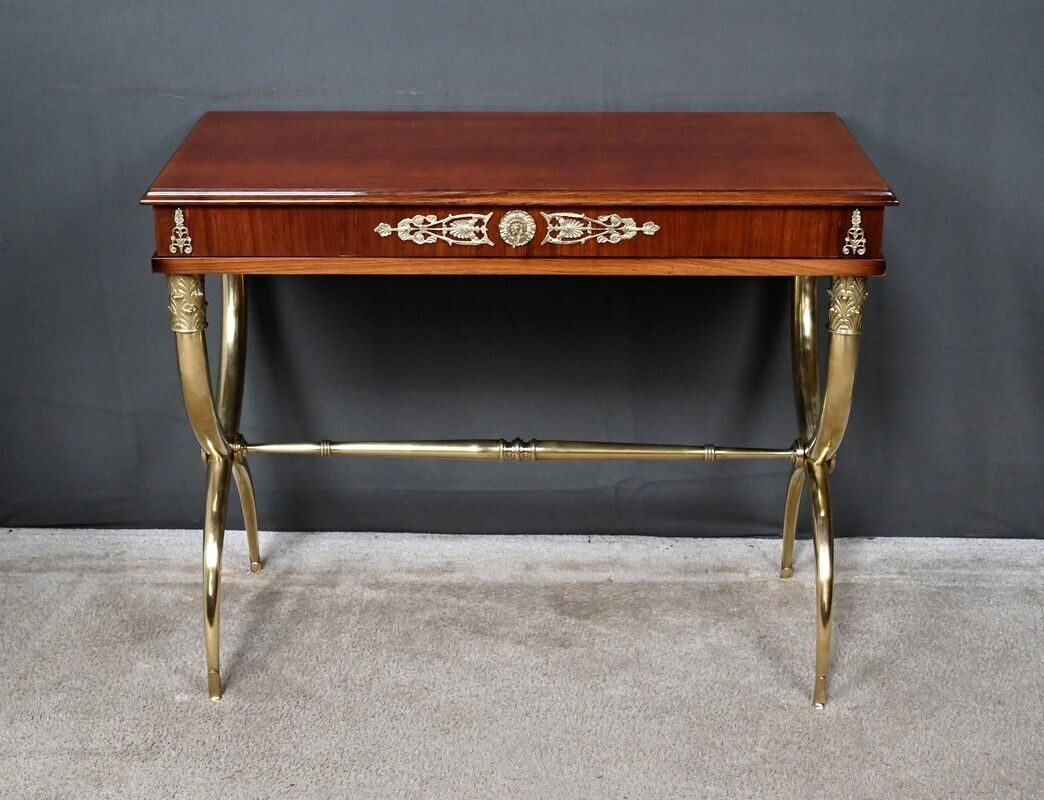 Mahogany Veneer Console Table, Empire Style – First Half Of The 20th Century photo buy