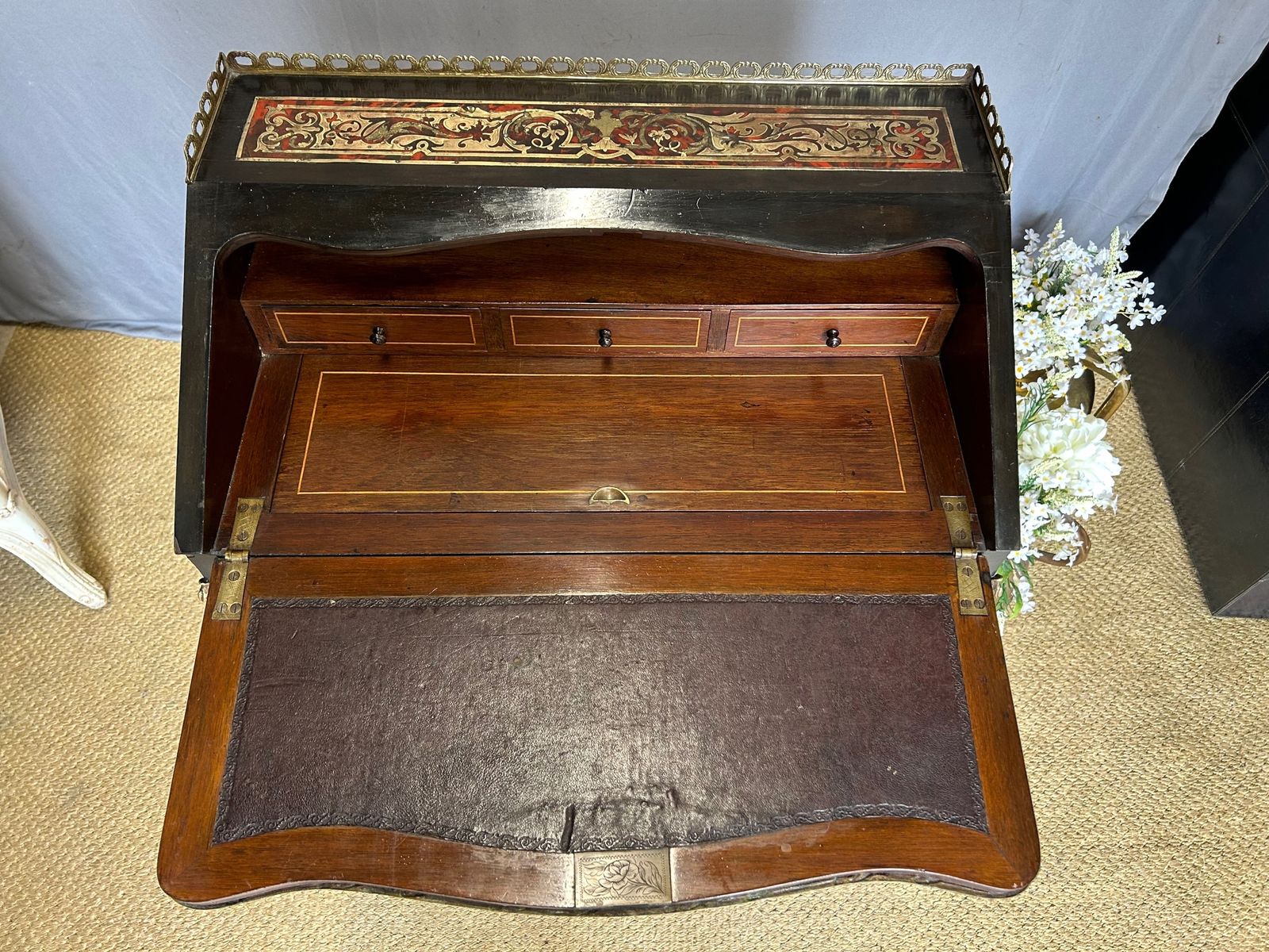 Antique Ladies French Boulle Writing Desk Bureau photo for sale