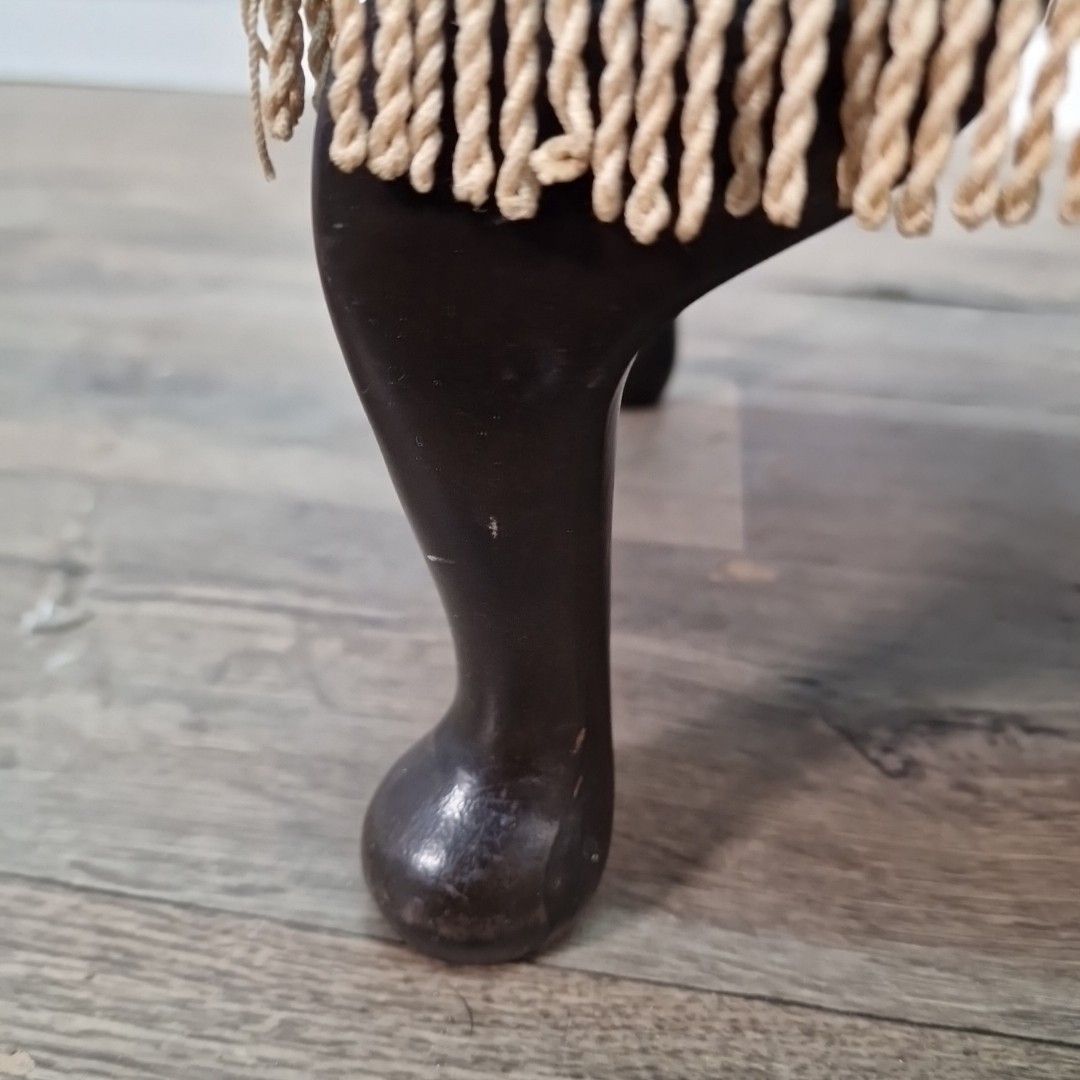 Vintage Tufted Foot Stool Queen Anne Style Upholstered Ottoman For Restoration photo vinterior