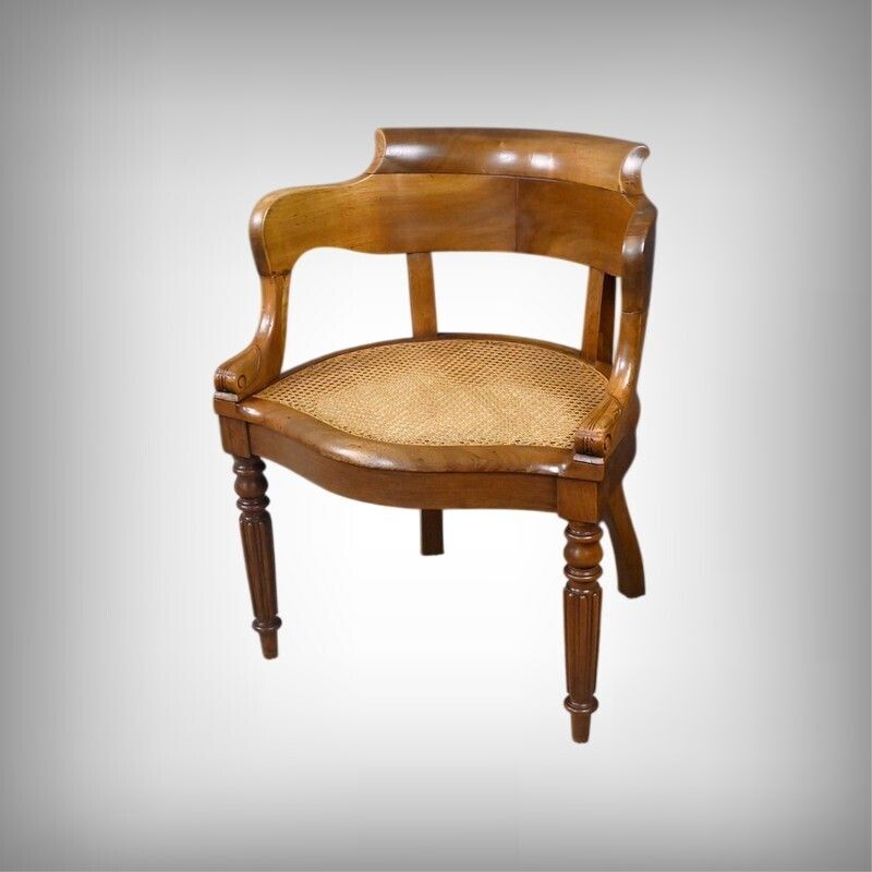 Walnut Office Chair, Louis Philippe Period – First Half Of The 19th Century
