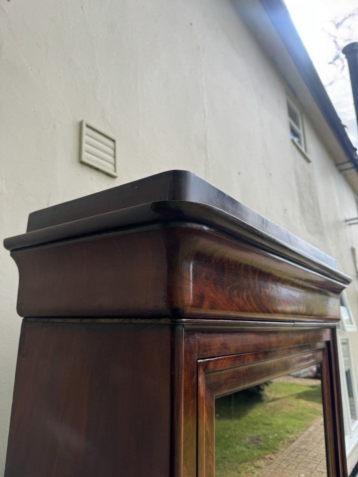 photo vinterior Antique Glazed Armoire Display Cabinet French Oak Dark Burle Walnut Exterior