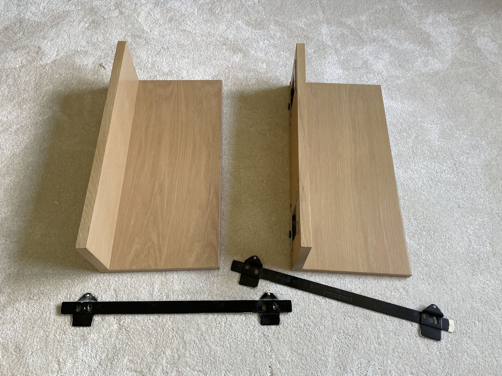 Pair Of Mid Century Tapley Light Oak Floating Shelves With Mounting Brackets photo furniture