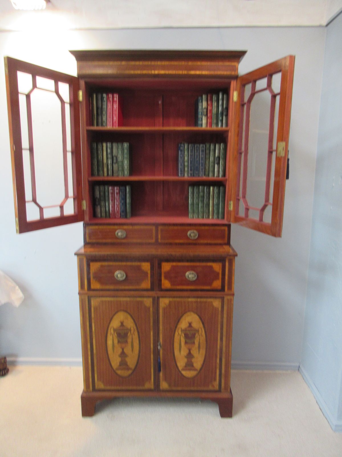 Mahogany And Marquetry   Inlaid   Bookcase photo for sale