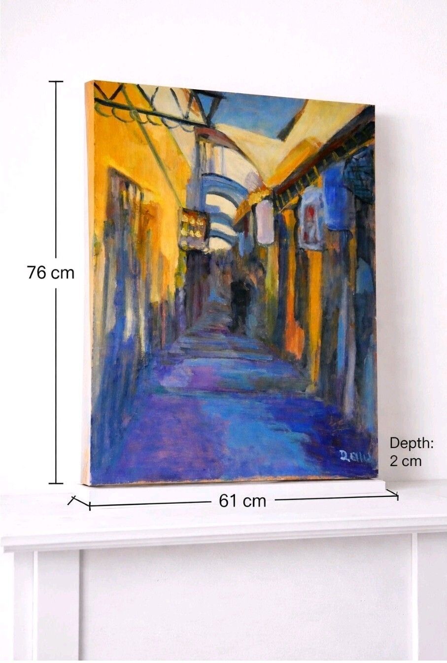 Large Impressionist Street Scene Oil Painting Signed D Ellis photo for sale