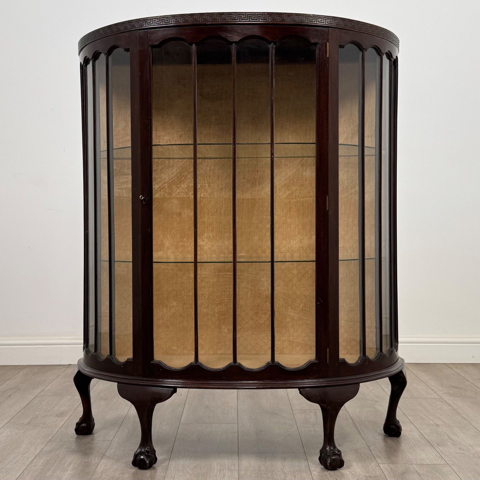 Antique 20th Century Edwardian Demi Lune Display Cabinet ( Af 5771 )
