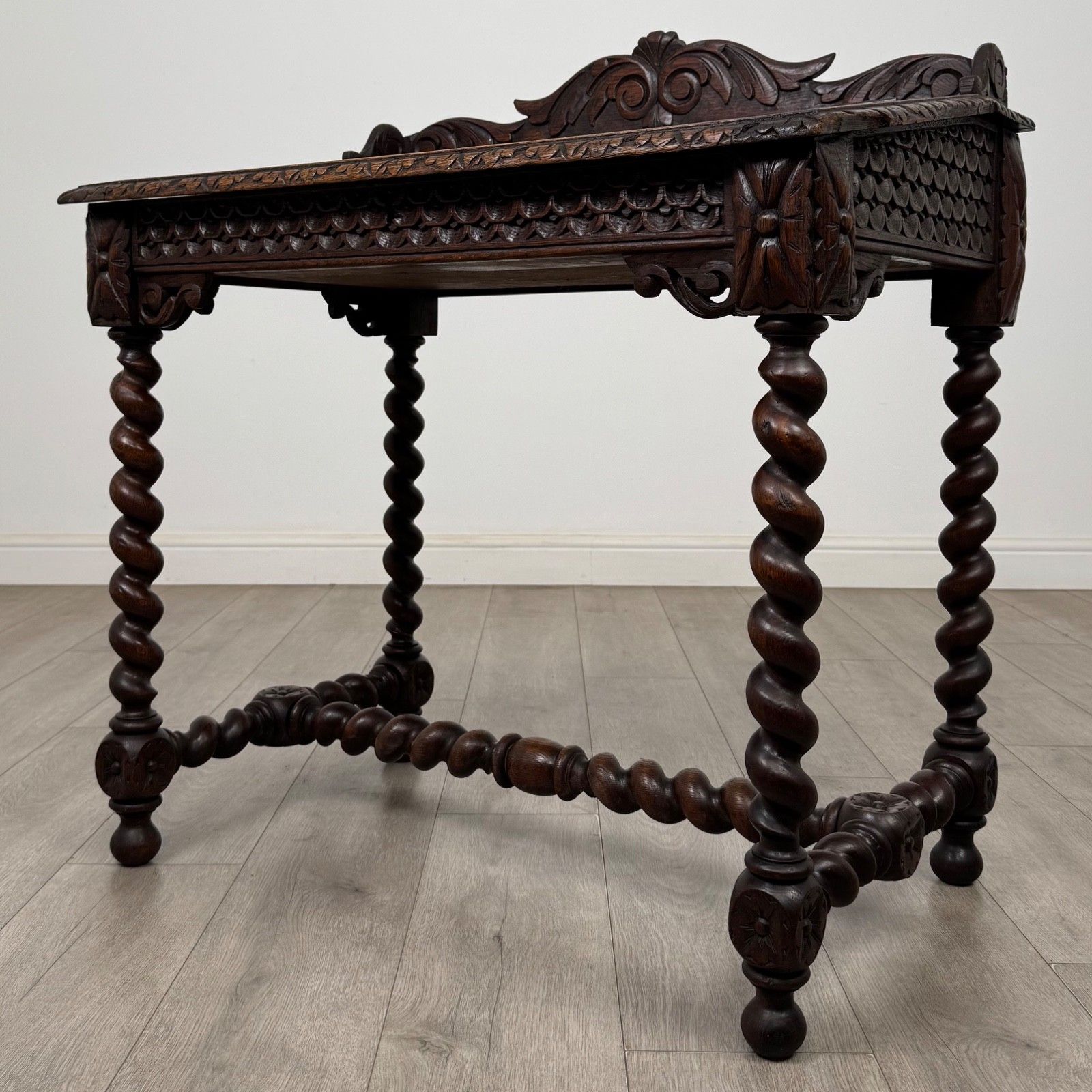 Antique 19th Century Victorian Carved Oak Writing Table ( Af 5800 ) photo furniture