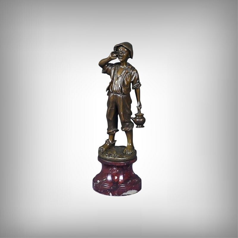 Bronze Sculpture "The Little Water Carrier" Signed Dubois – Late 19th Century