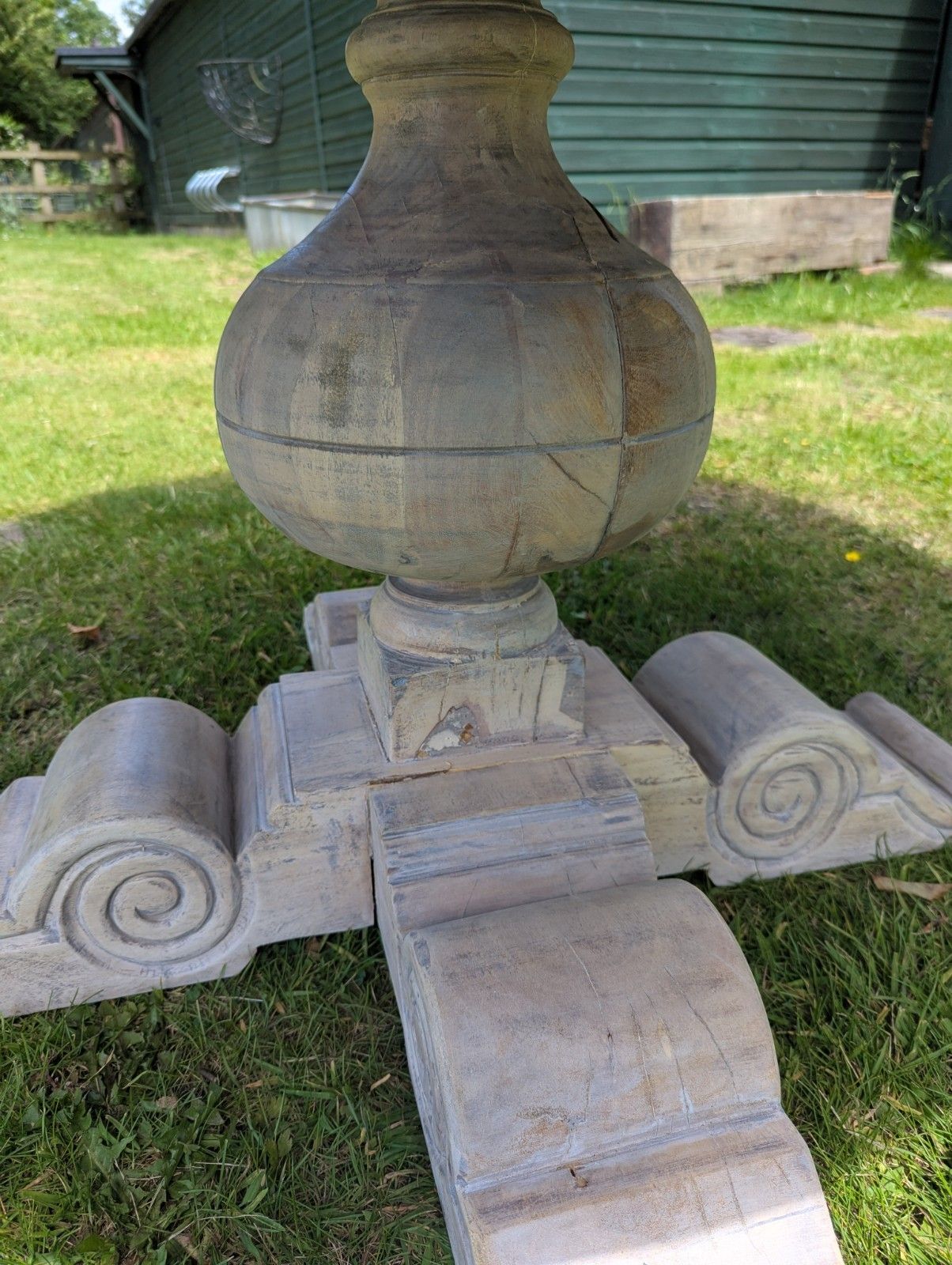Large Vintage Acacia Wood Round Pedestal Table Delivery Available 0334. photo buy