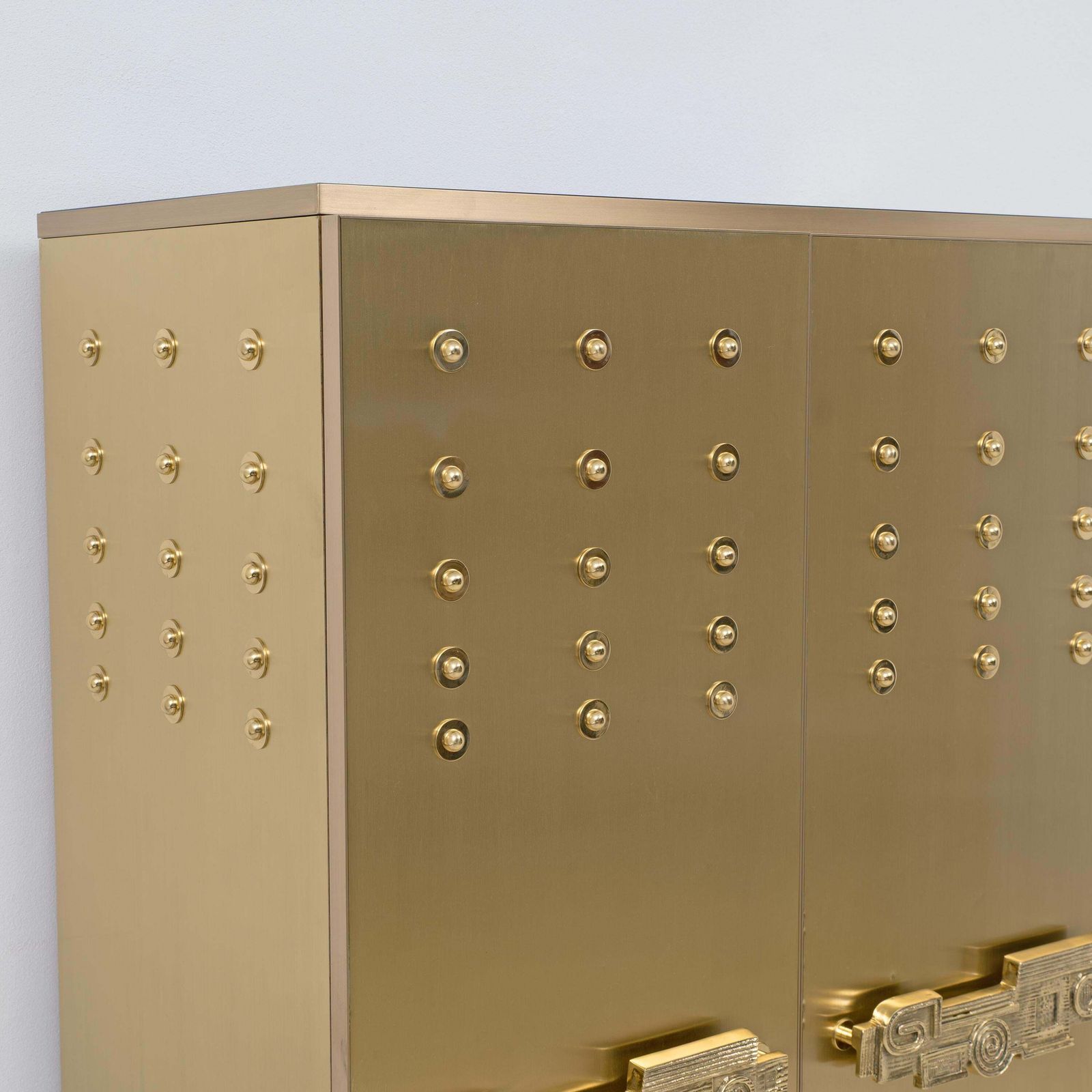 Italian Brass Bar Cabinet With Sculptural Cast Brass Handles photo 10840.0