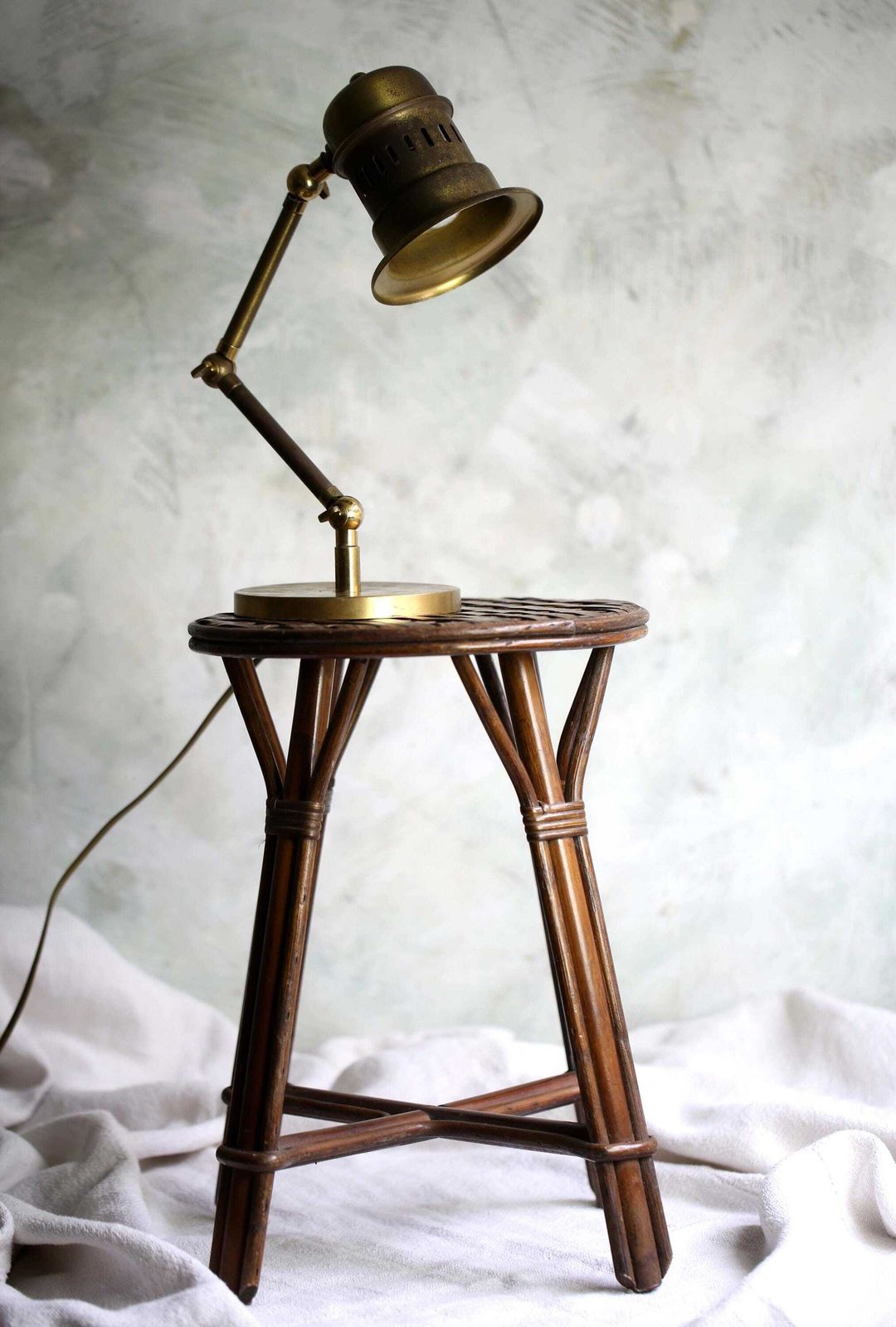 158.0 French Mid Century Round Stool Small Table 1960s Vintage Furniture photo