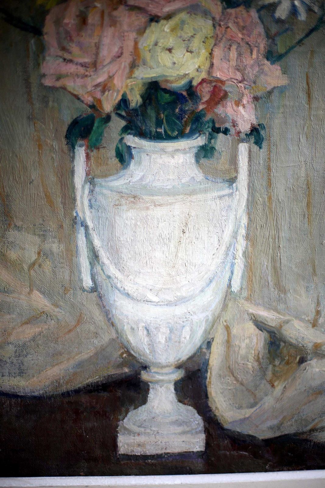 photo buy French Floral Oil Painting Antique Canvas Art Flowers Large Still Life Claude Rene Martin