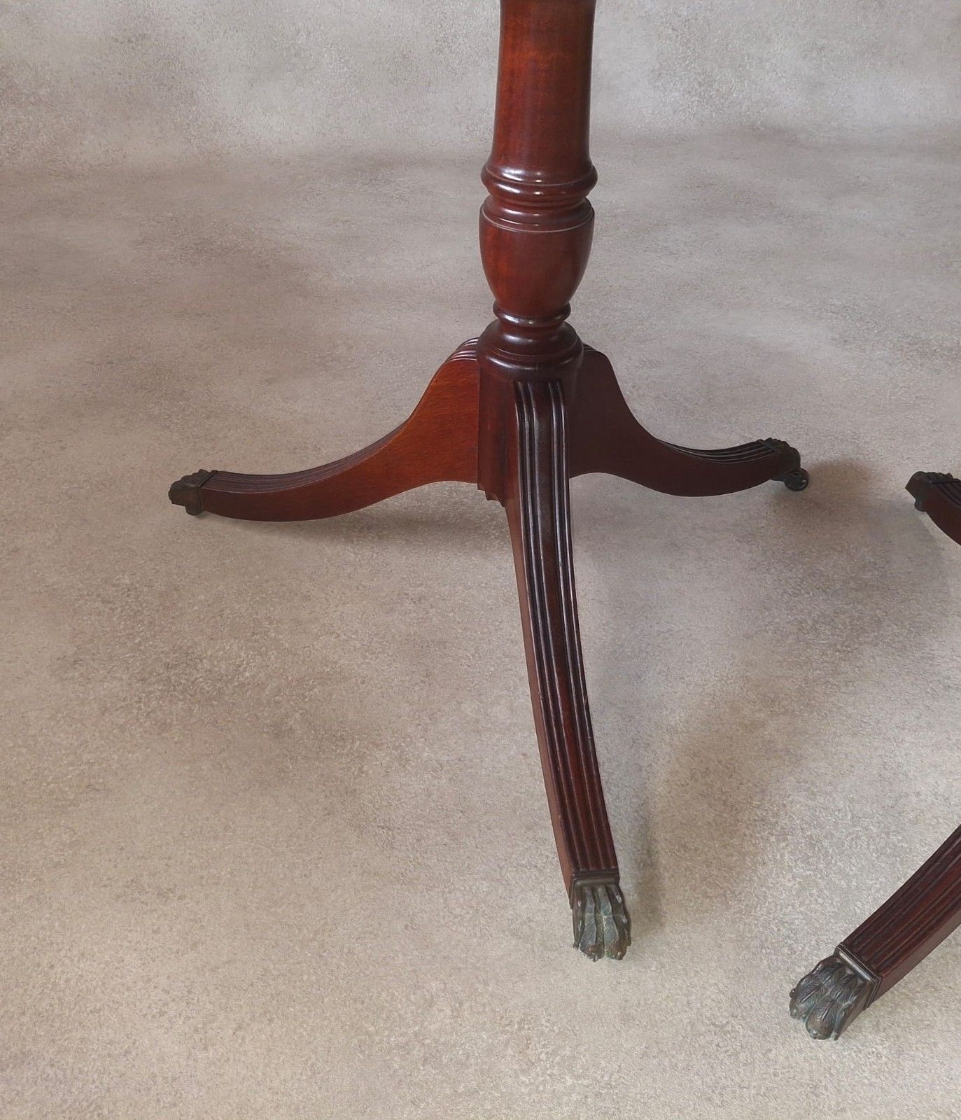 Furniture Regency Style Mahogany Twin Pedestal Dining Table Oval Vintage Reproduction photo