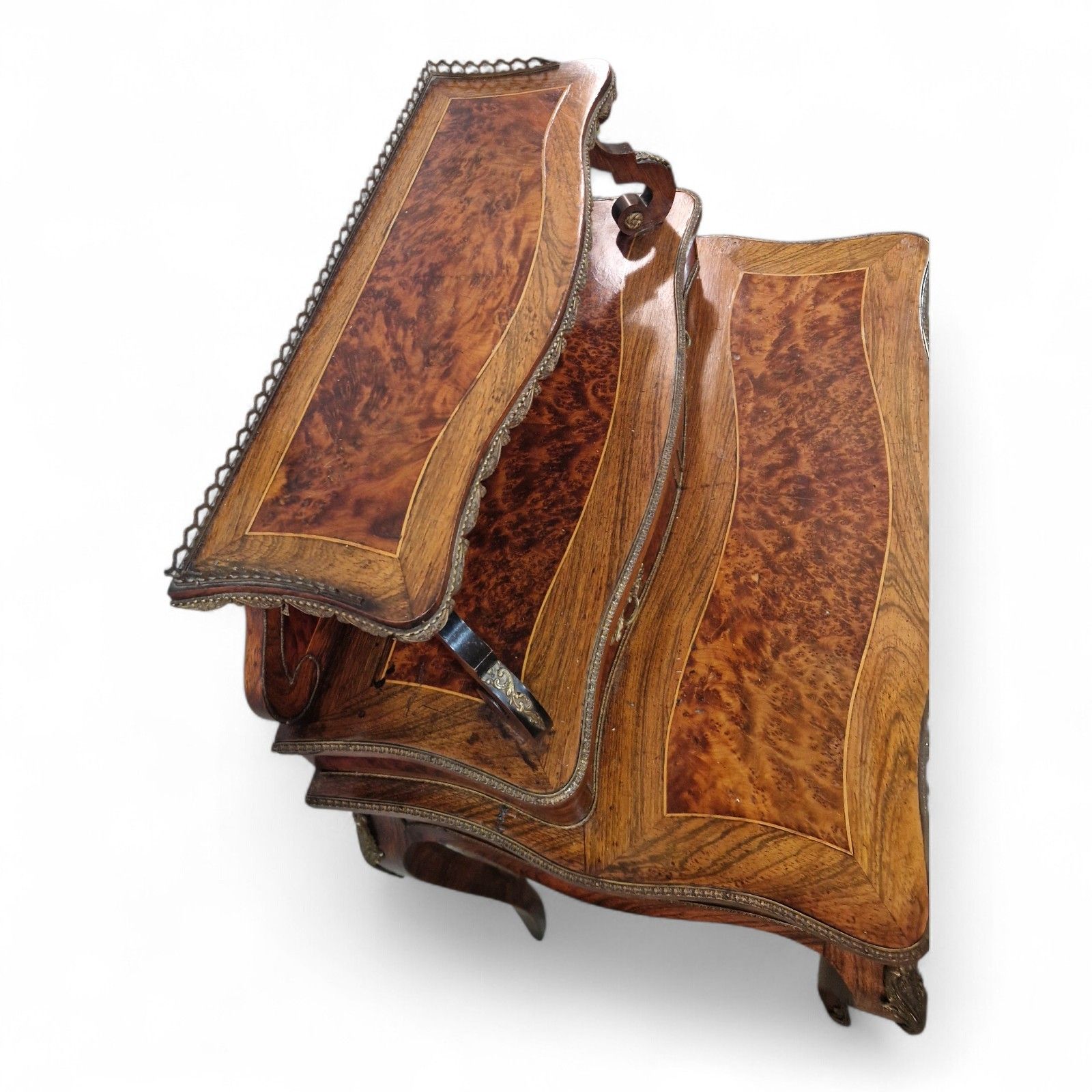 French Louis XV Revival Bonheur Du Jour Writing Desk Marquetry Antique Bureau photo buy