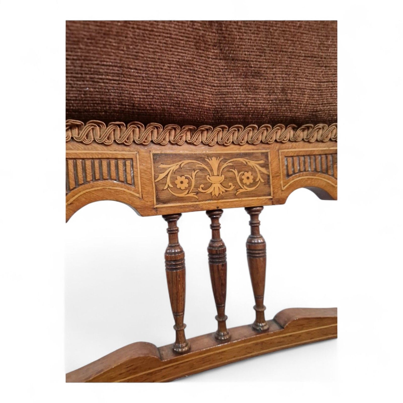 photo for sale Victorian Mahogany Inlaid Slipper Chair Nursing Bedroom Seat Antique Carved