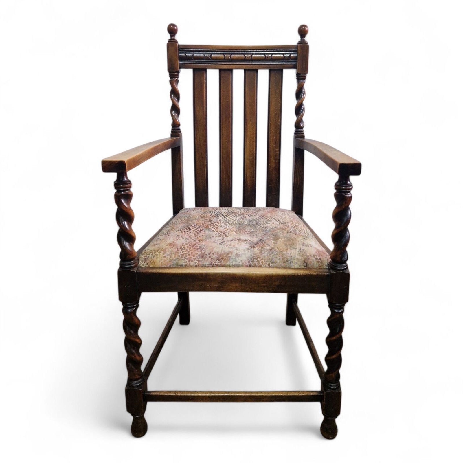 Antique Oak Barley Twist Carver Chair Farmhouse Armchair Spiral Turned Chair photo furniture