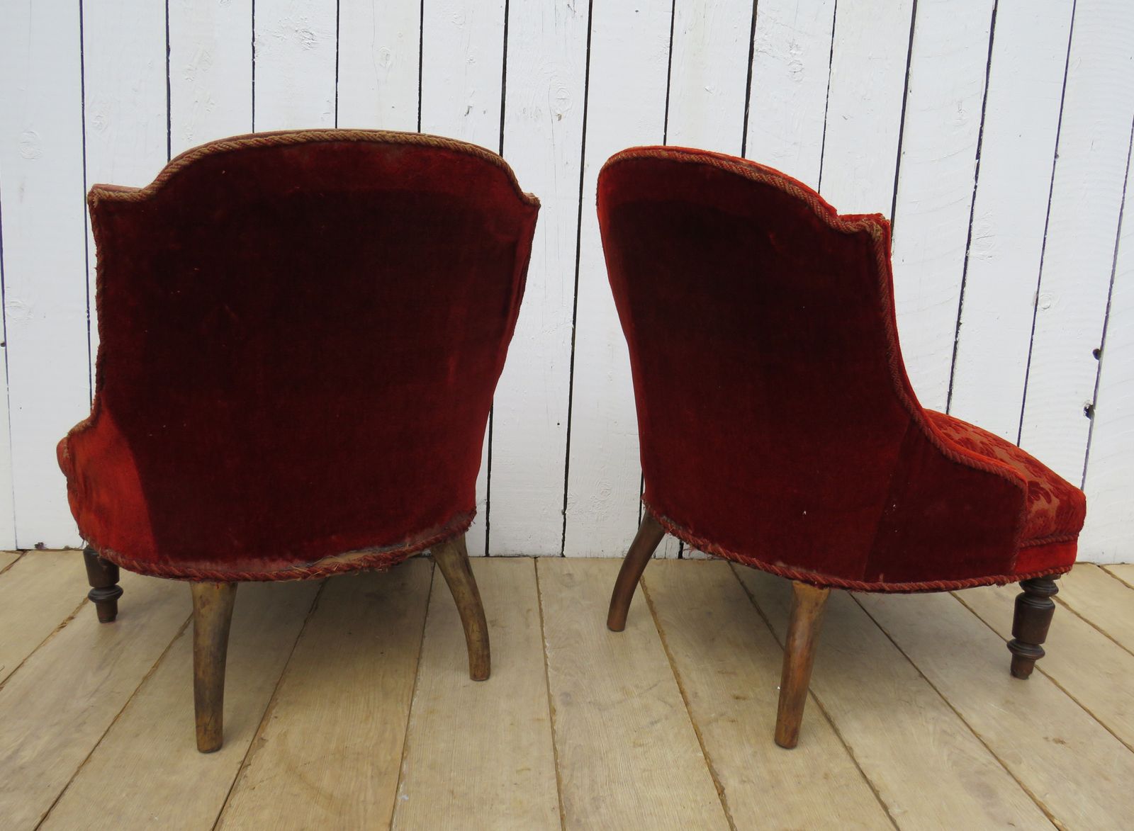 Pair Of Antique Napoleon III Slipper Chairs photo for sale