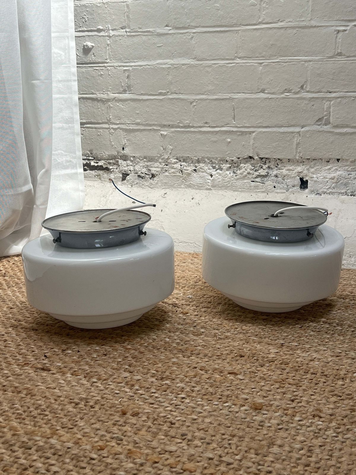 Pair Of 50s Flush Ceiling Lights. photo 280.0