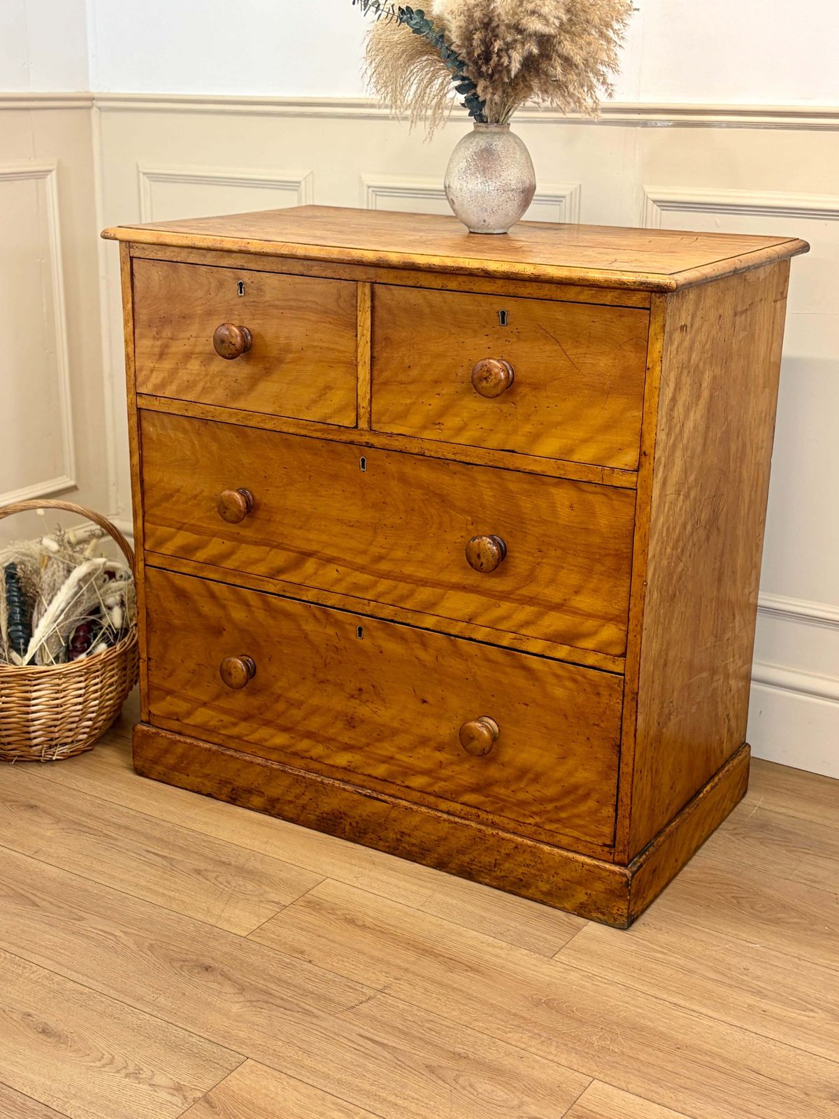 Antique Heal & Son Bleached Satin Birch Chest Of Drawers. photo 895.0