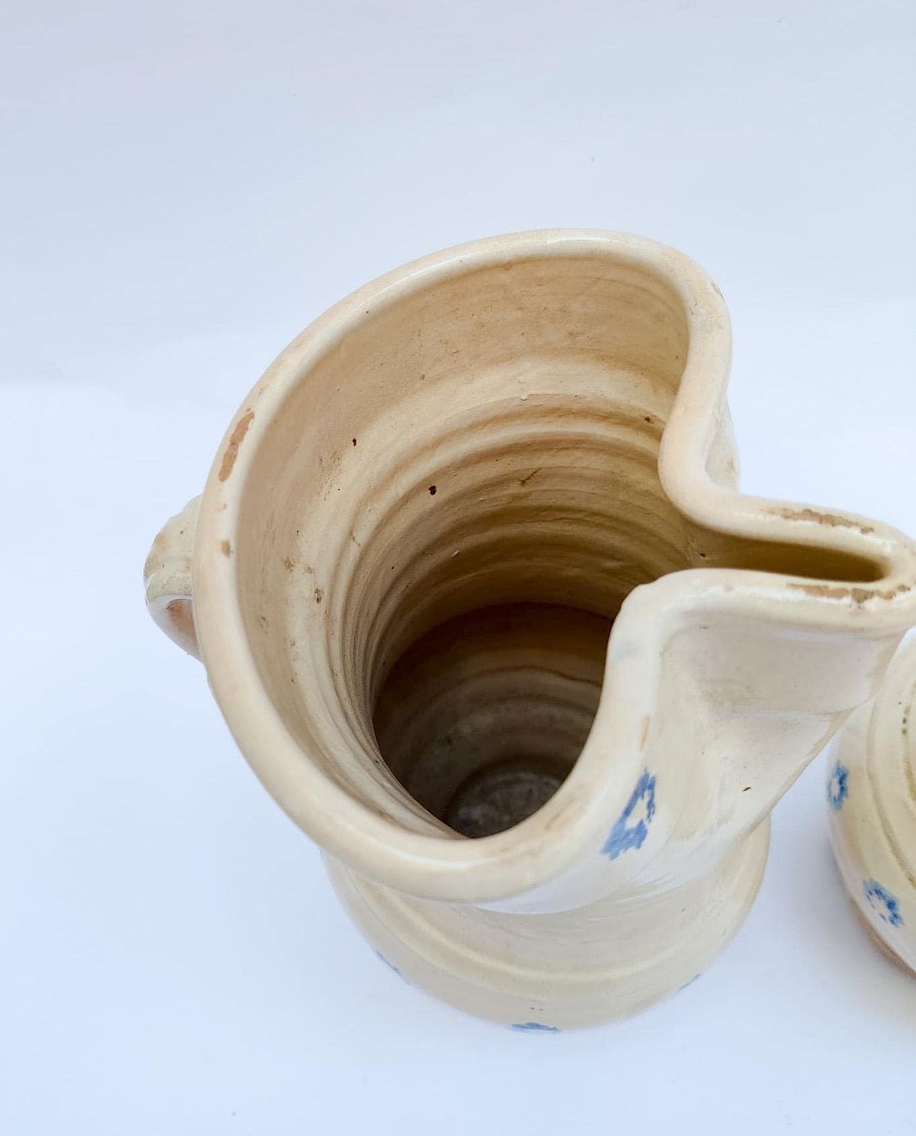 Pair Of Antique Glazed Terracotta Ceramic Jugs From Puglia, Grottaglie, Early 20th Century photo buy