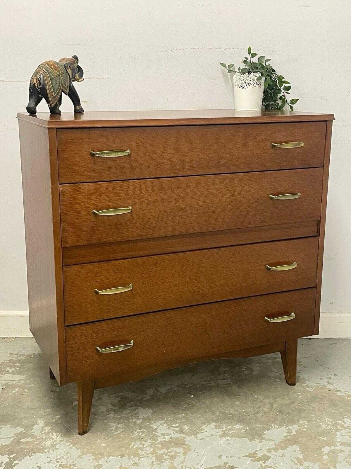 photo vintage Mid Century Modern Chest Of Drawers 4 Drawer Bedroom Storage Cabinet