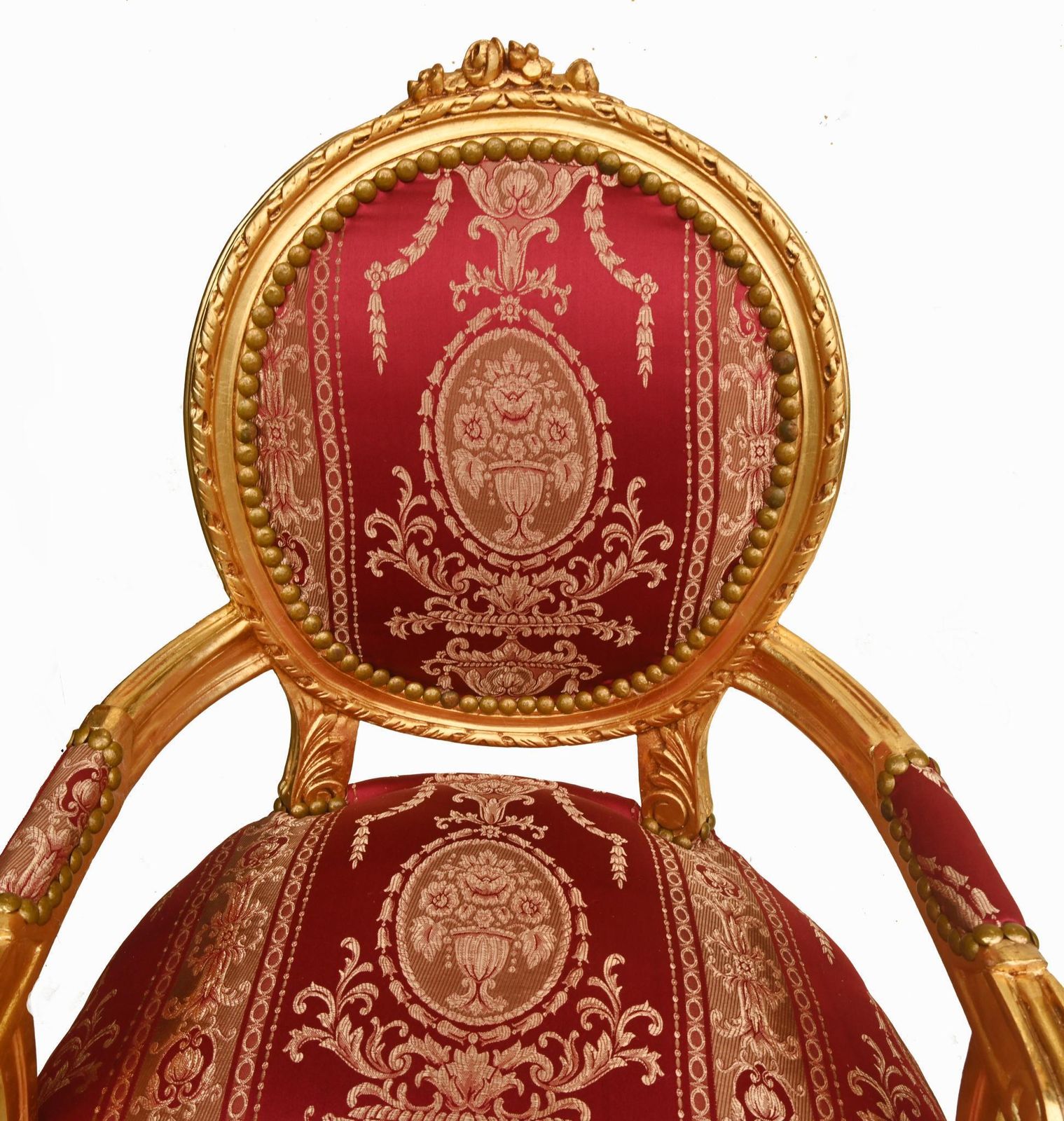 Pair French Gilt Arm Chairs Fauteuil Louis XVI Revival. photo vintage