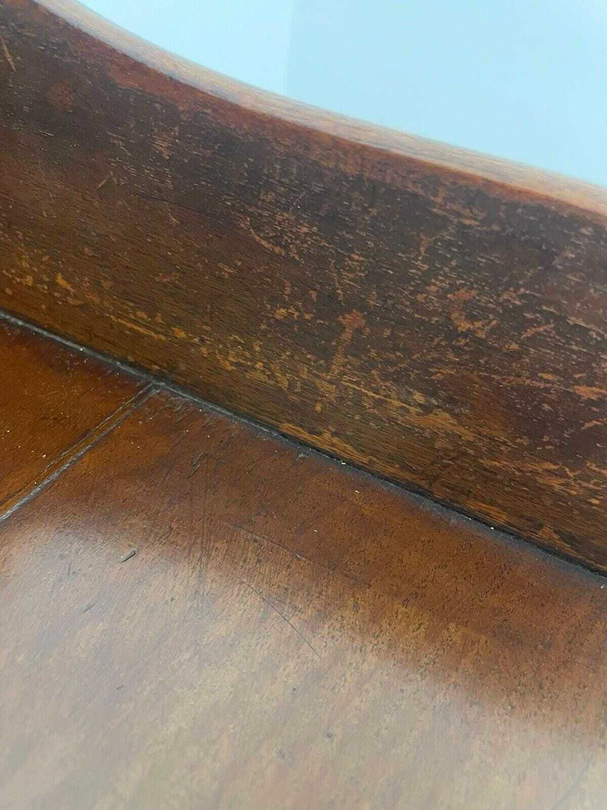 Antique Writing Desk With Raised Back & Drawers Desk On Castors. photo vinterior