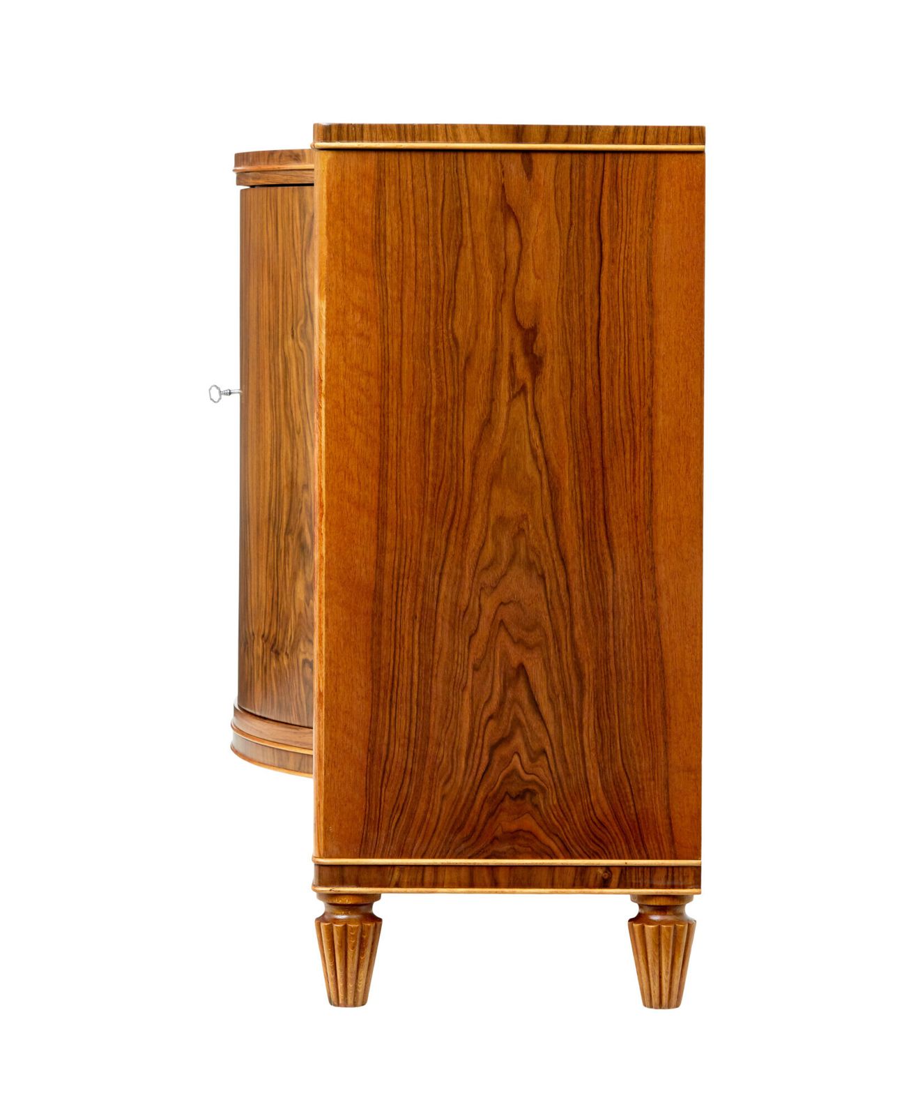 Scandinavische mid-century walnoten gevormde lage open boekenkast photo buy
