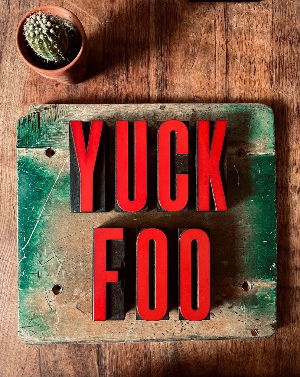 Yuck Foo Artwork Reclaimed Printing Blocks
