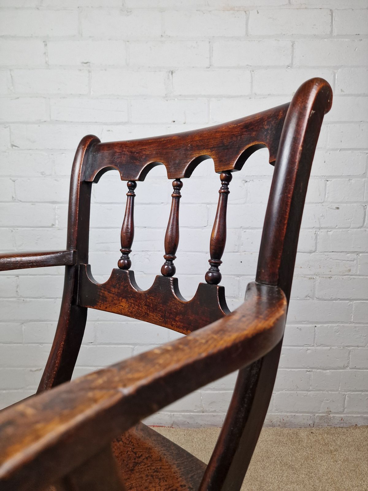 Victorian Elm And Beech Oxford Bar Back Windsor Chair photo for sale