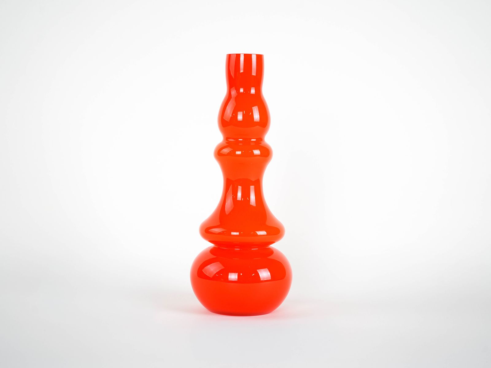 Oranje Glazen Vaas, Deens Design, Jaren 1960, Gemaakt In Denemarken photo for sale