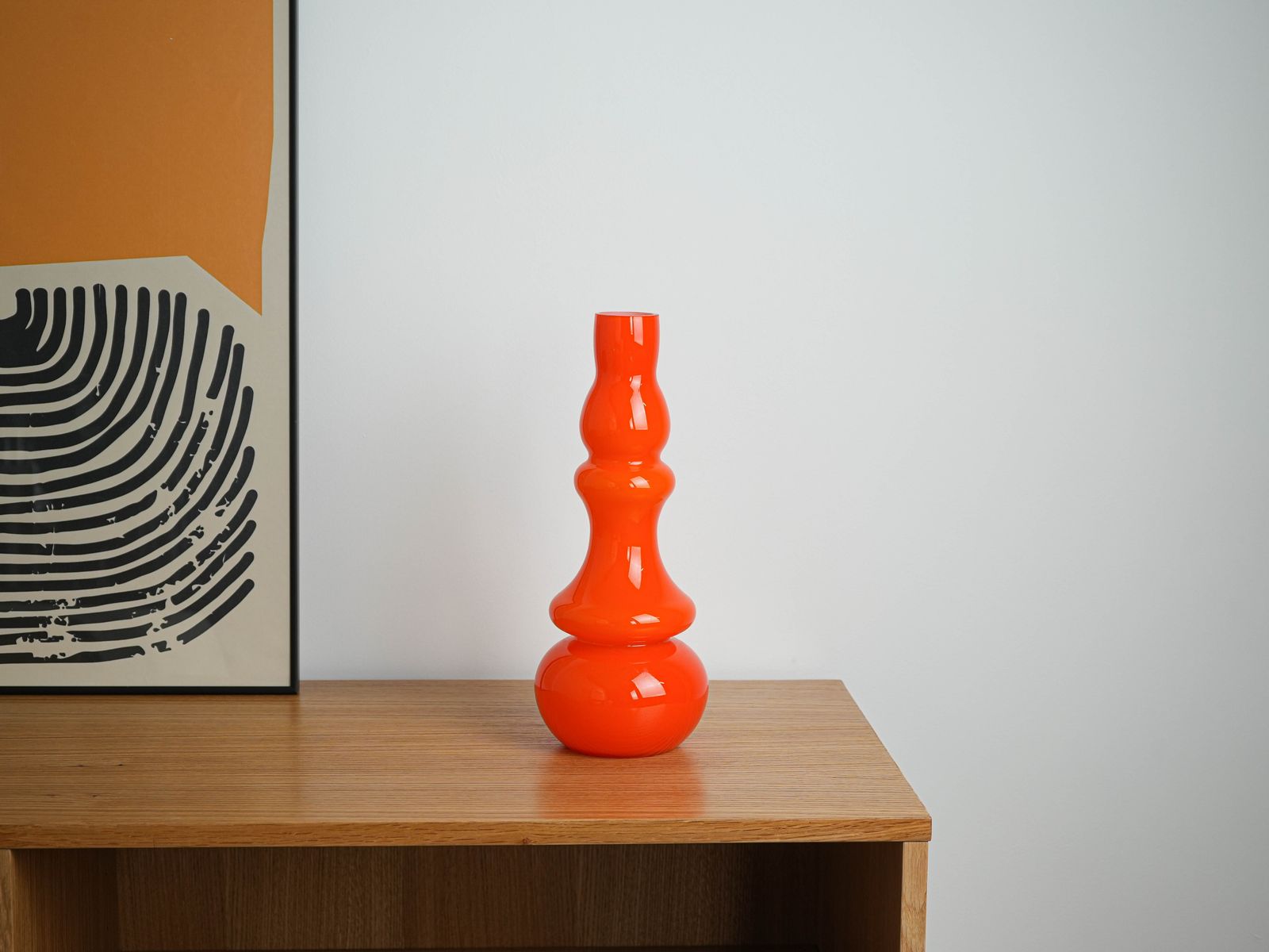 Oranje glazen vaas, Deens design, jaren 1960, gemaakt in Denemarken photo buy
