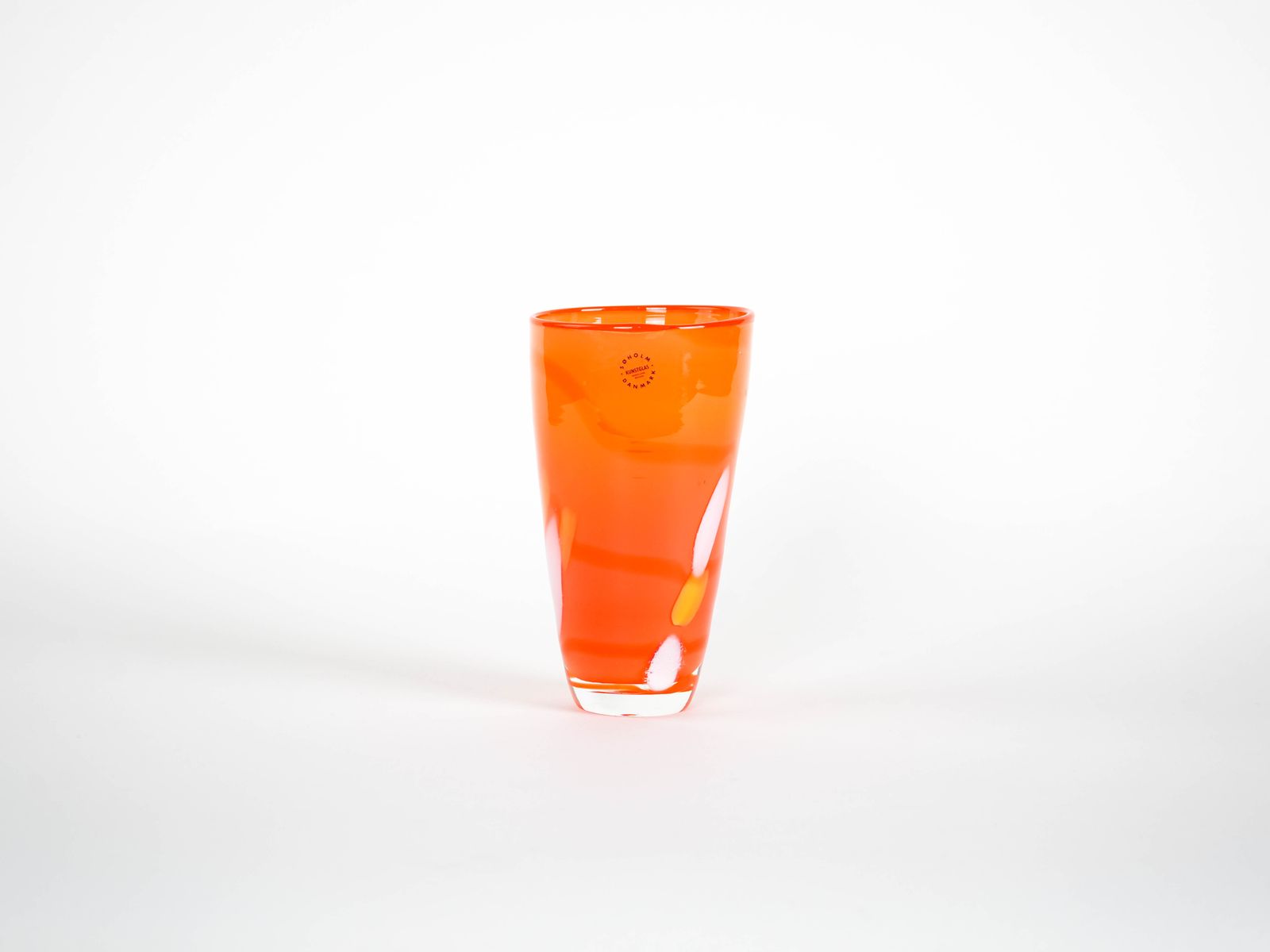 Vase en verre orange, design danois, années 1960, fabriqué par Søholm photo furniture