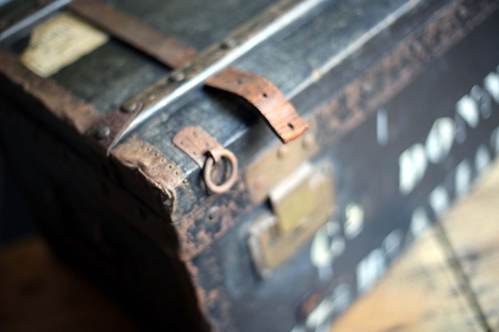 photo furniture Antique Wood Military Box Aviation Regiment Wwi Black Trunk First World War Storage Chest French Army