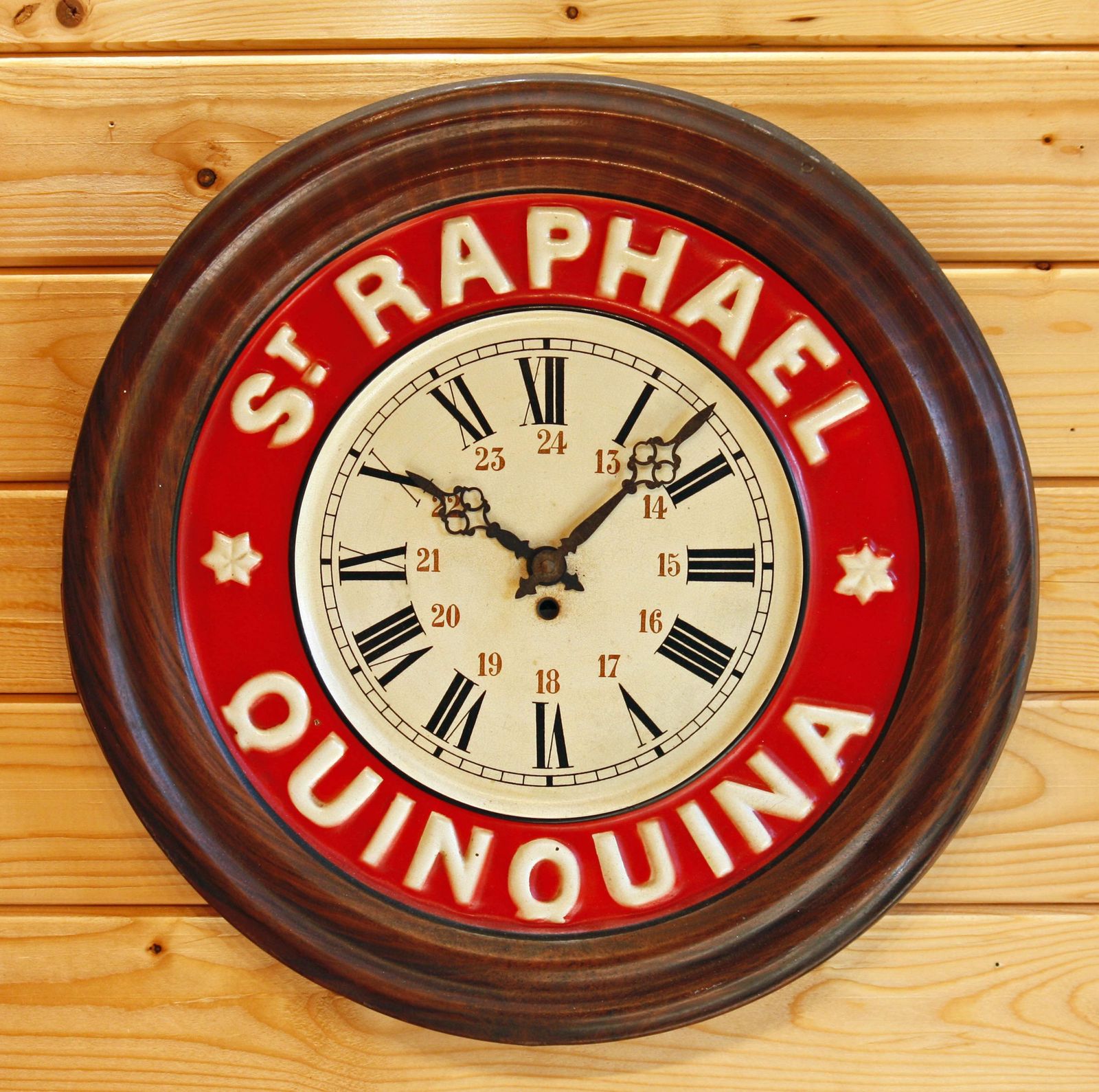 St Raphael Quinquina Wall Clock   48cm Vintage Bar French Advertising Metal Art Deco Antique Clock Toleware Clock Off The Wall Clocks