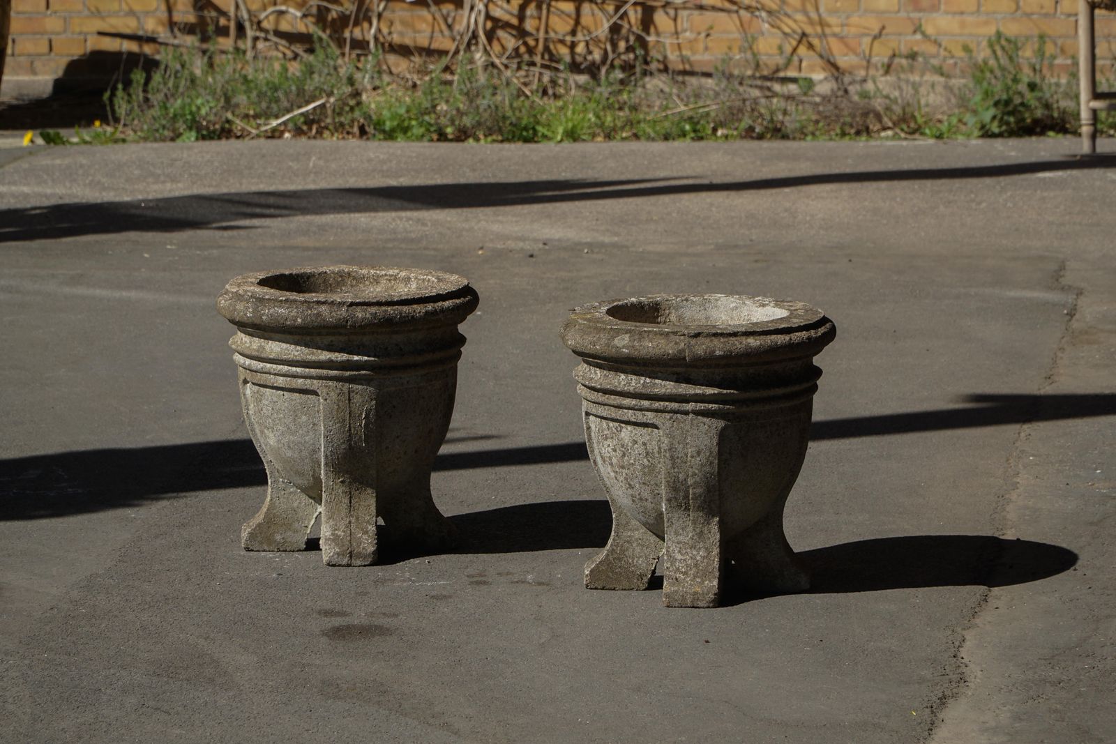 Pair Of French Mid Century Cast Stone Garden Urns / Jardinières, 1950s photo furniture