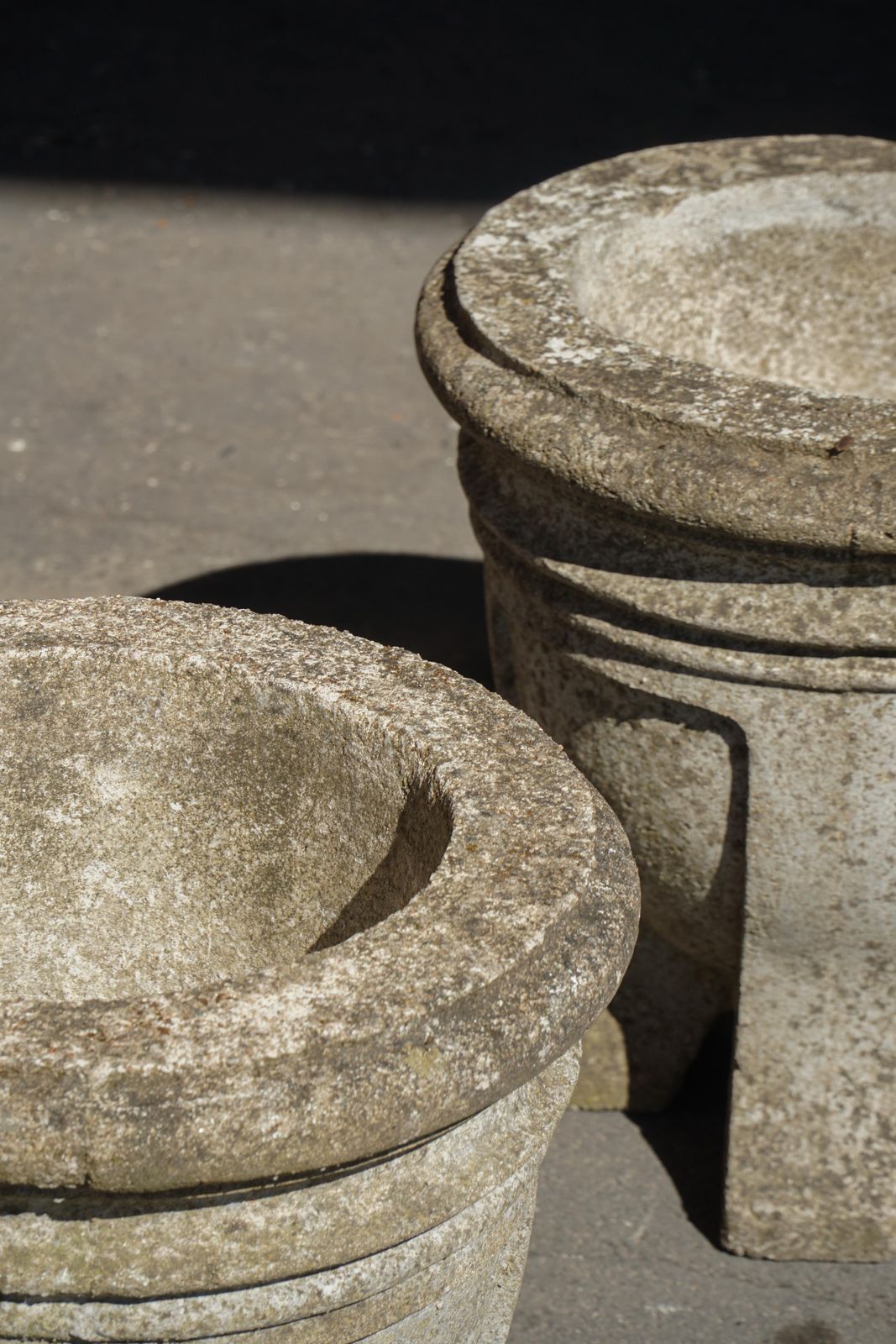 Garden Decor Pair Of French Mid Century Cast Stone Garden Urns / Jardinières, 1950s photo