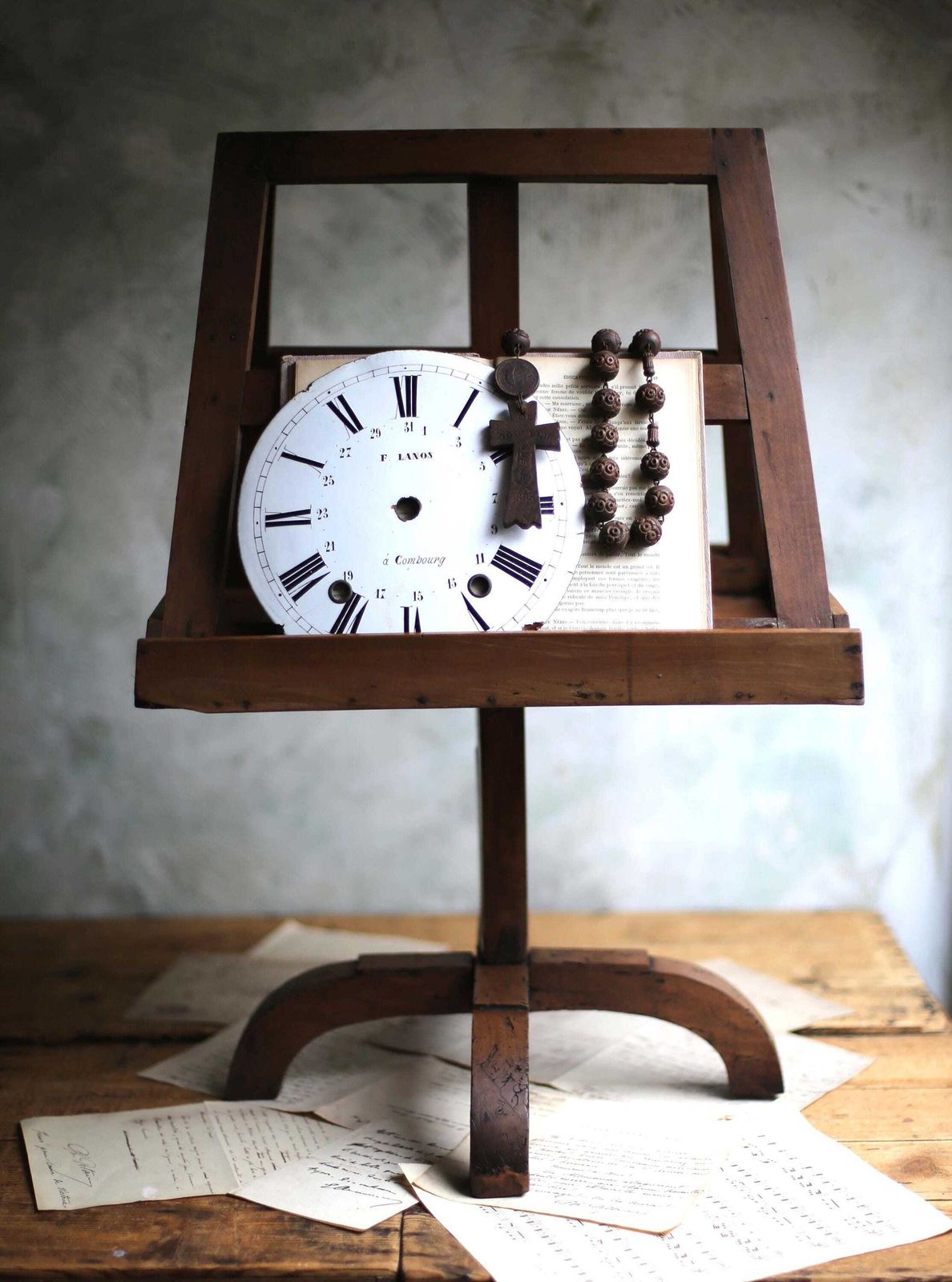 Antique French Duet Music Stand Tabletop Double Sided Lectern Wooden Guest Book Menu Holder photo Home Decor