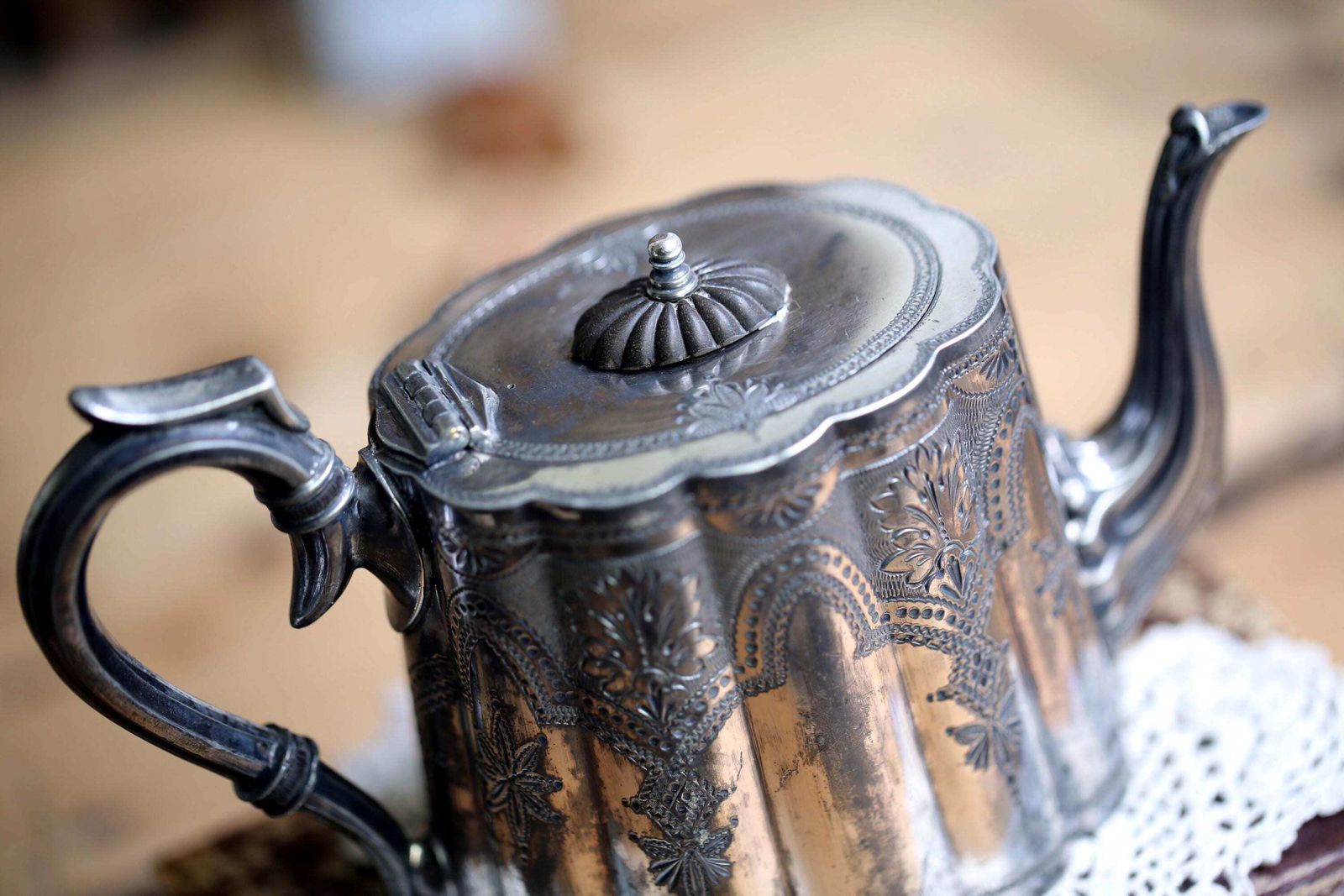 Small Antique Aesthetic Era Teapot Engraved Ornate Silver Plate Tea Pot Aesthetic Movement photo buy