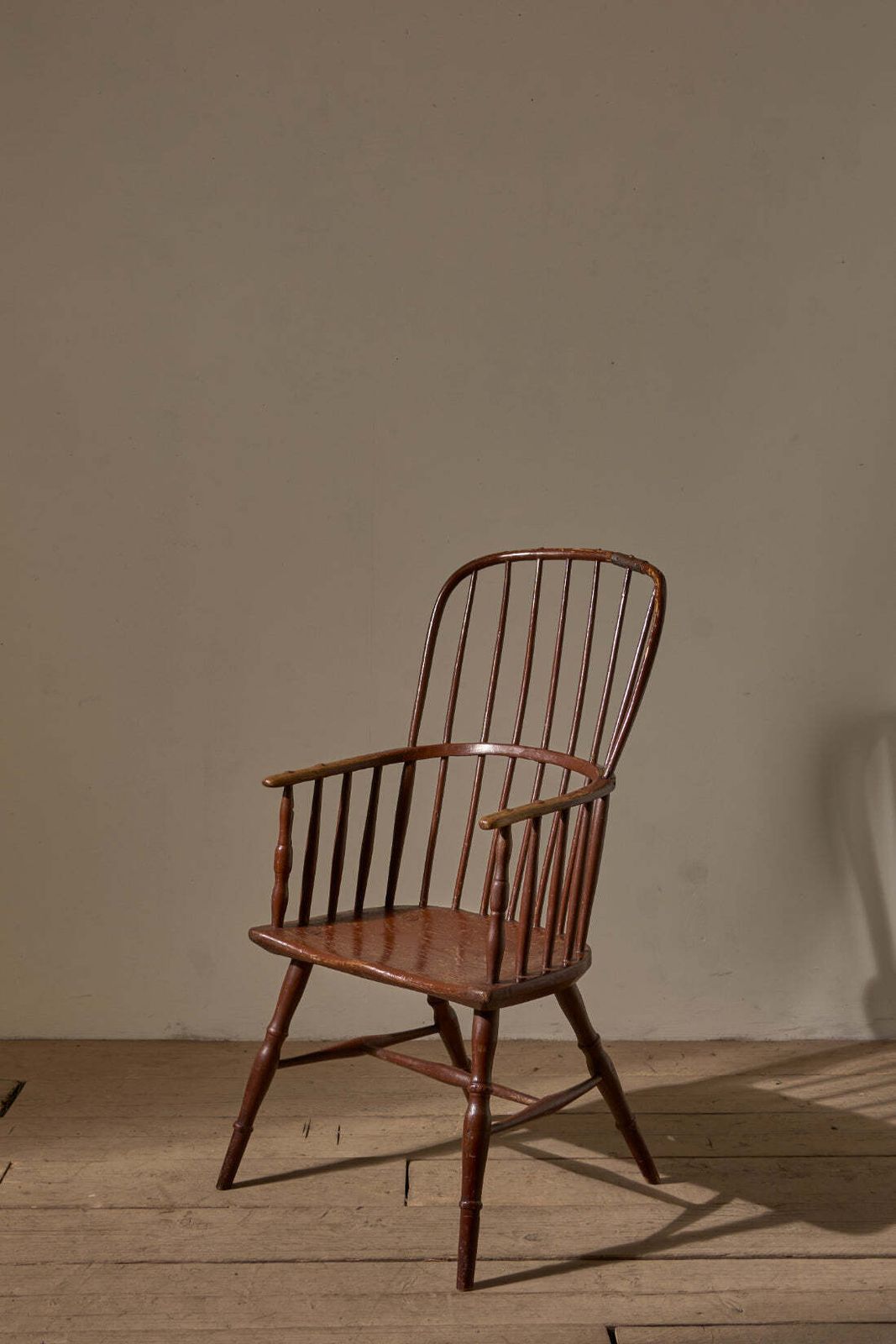 18th Century Original Brown Painted Hoop Back Windsor Chair