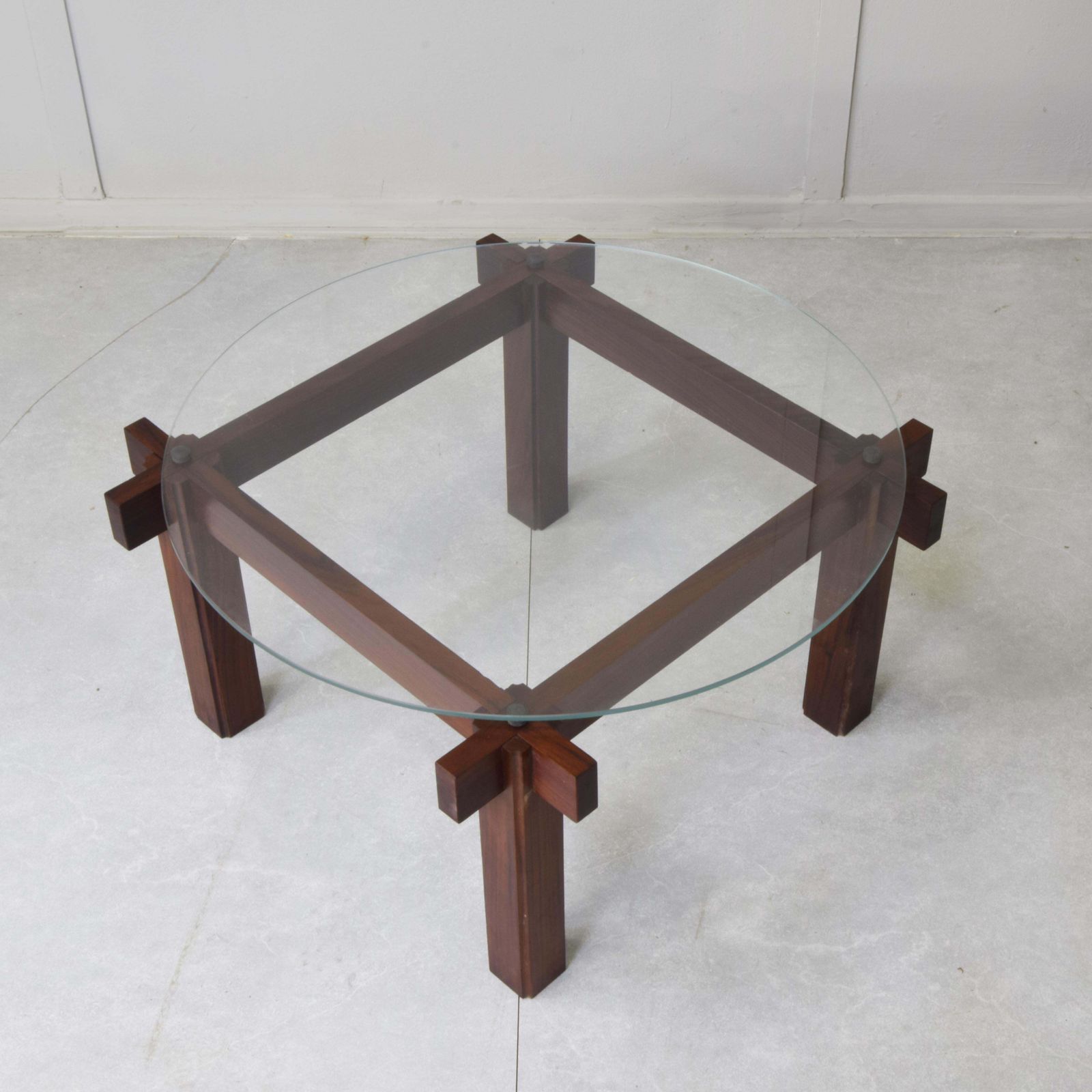Ico Parisi Mid Century Modern Coffee Table Glass And Teak 1965 photo vinterior