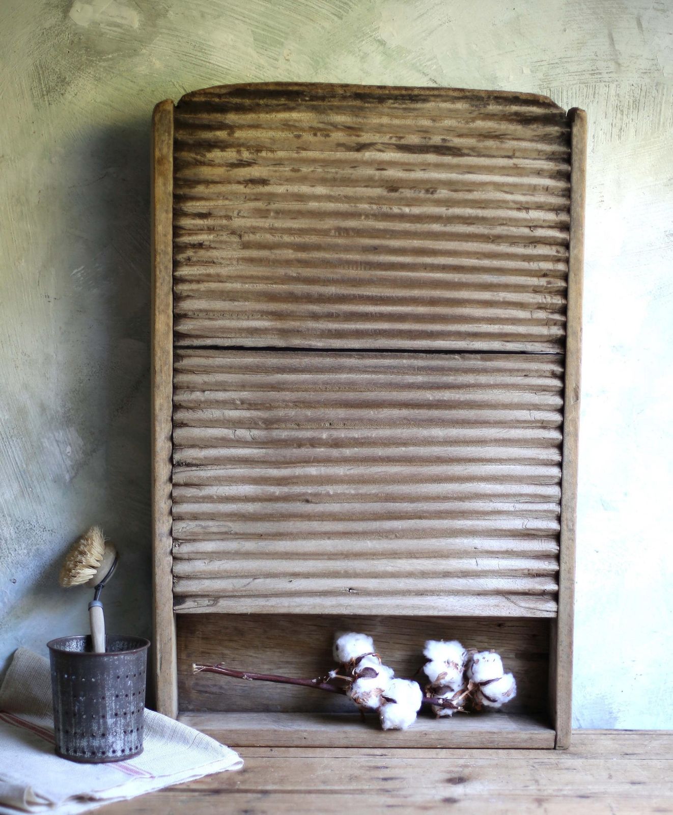 Large Antique French Wash Board Old Wooden Laundry Bleached Scrubbing Washboard Draining