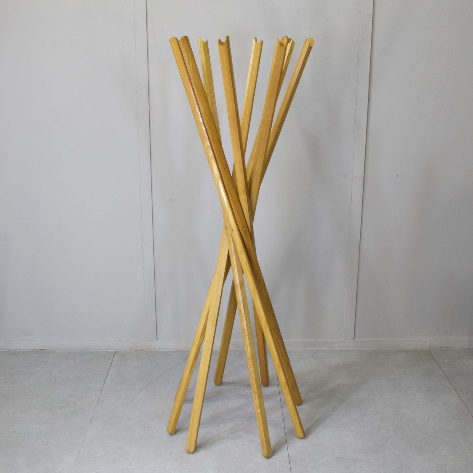 Mid Century Modern Coat Rack By Zanotta Maple Wood Italy 1974 photo furniture