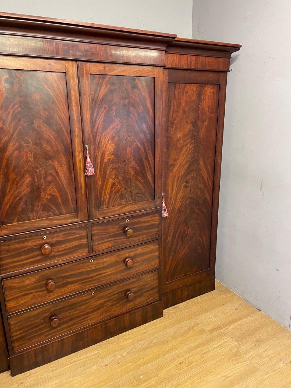 Furniture Georgian Country House Flame Mahogany Four Door Wardrobe photo