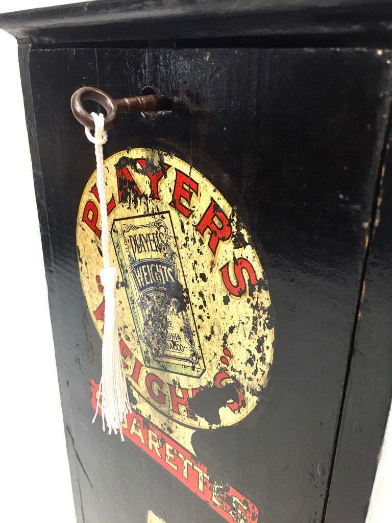Antique Advertising   Wooden Players Coin Operated Cigarette Vending Machine photo for sale