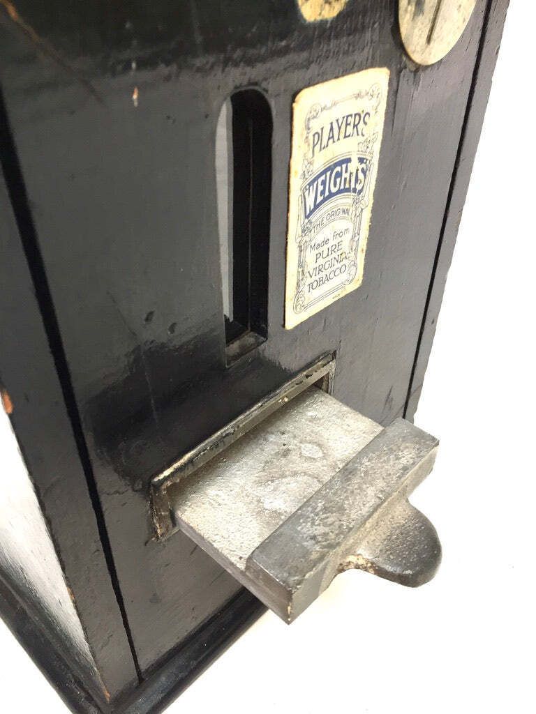 photo furniture Antique Advertising   Wooden Players Coin Operated Cigarette Vending Machine
