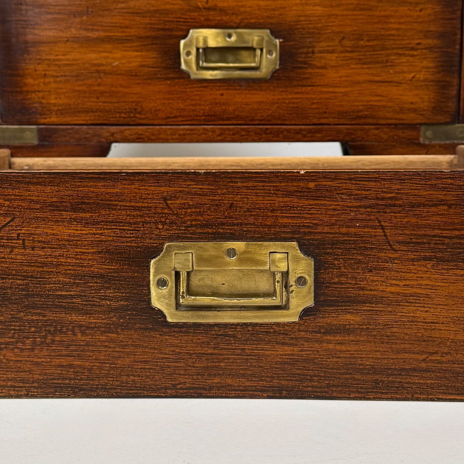 Furniture Antique 20th Century Small Campaign Style Chest Of Drawers ( Af 5786 ) photo