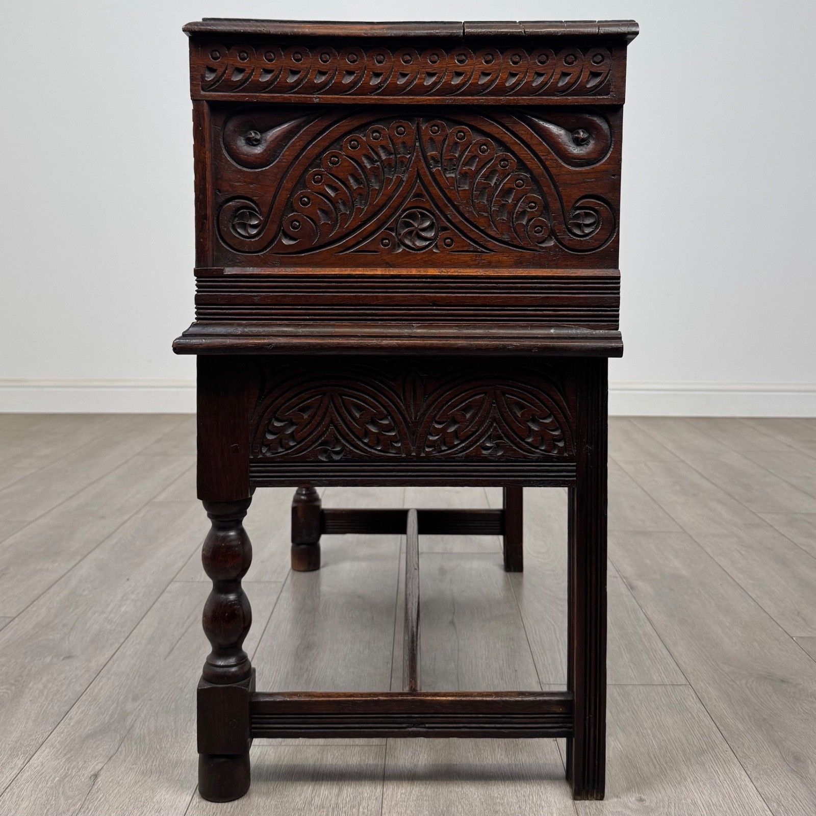 Antique 19th Century Carved Victorian Chest On Stand In Oak ( Af 5799 ) photo for sale