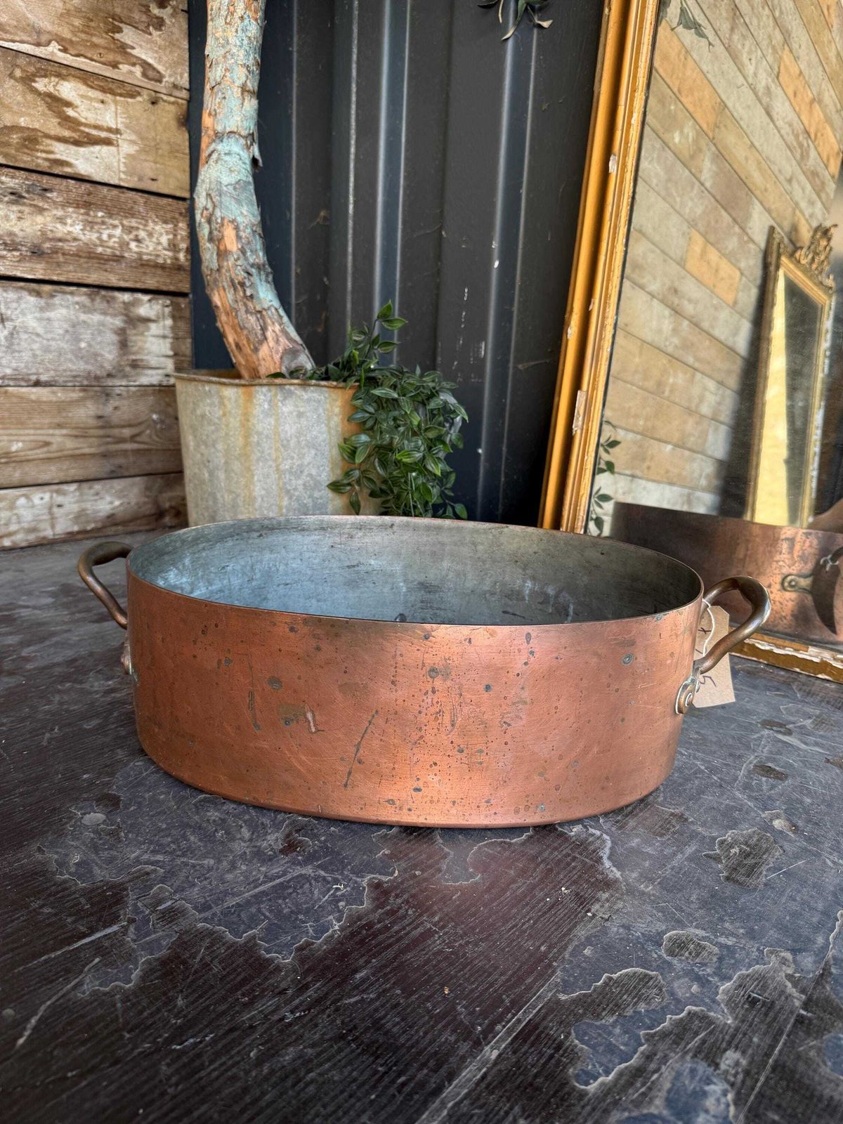 Antique Copper Pot, 1800s photo Garden Decor